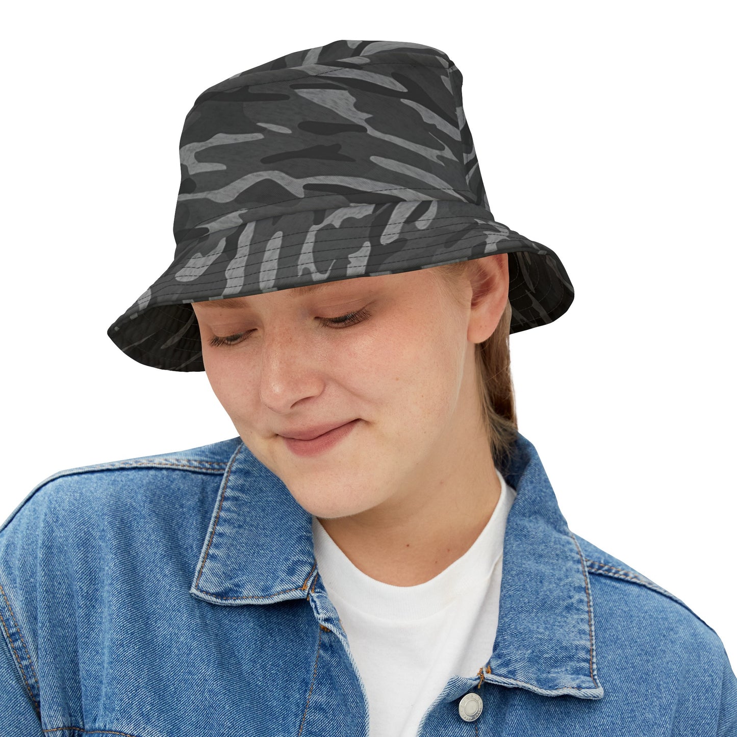 Stripe Camo Dark Grey Bucket Hat