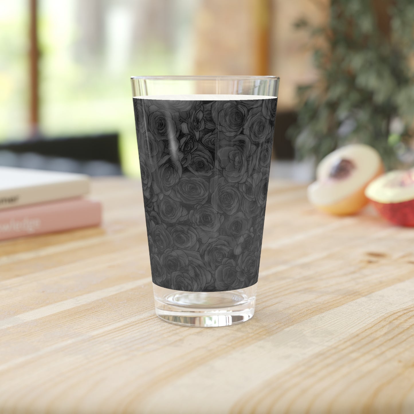 Black Rose Pint Glass, 16oz