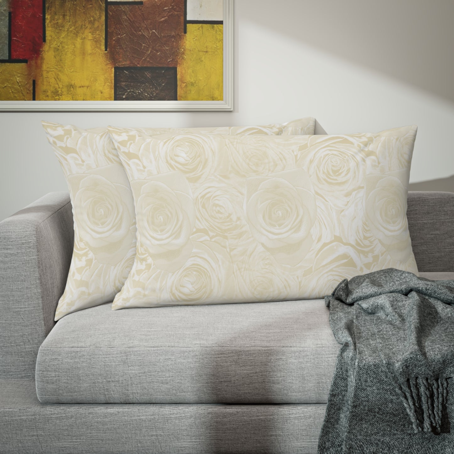 White Rose Champagne Pillow Sham