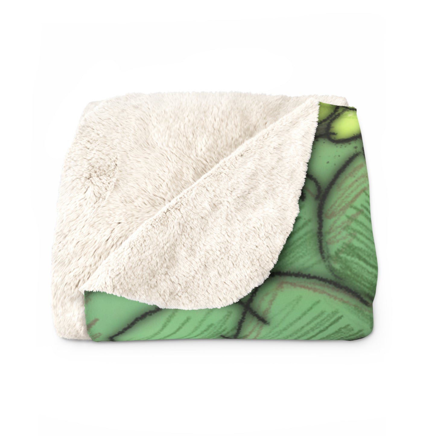 Succulent Illustration Sherpa Fleece Blanket Plant Lover Colorful Throw