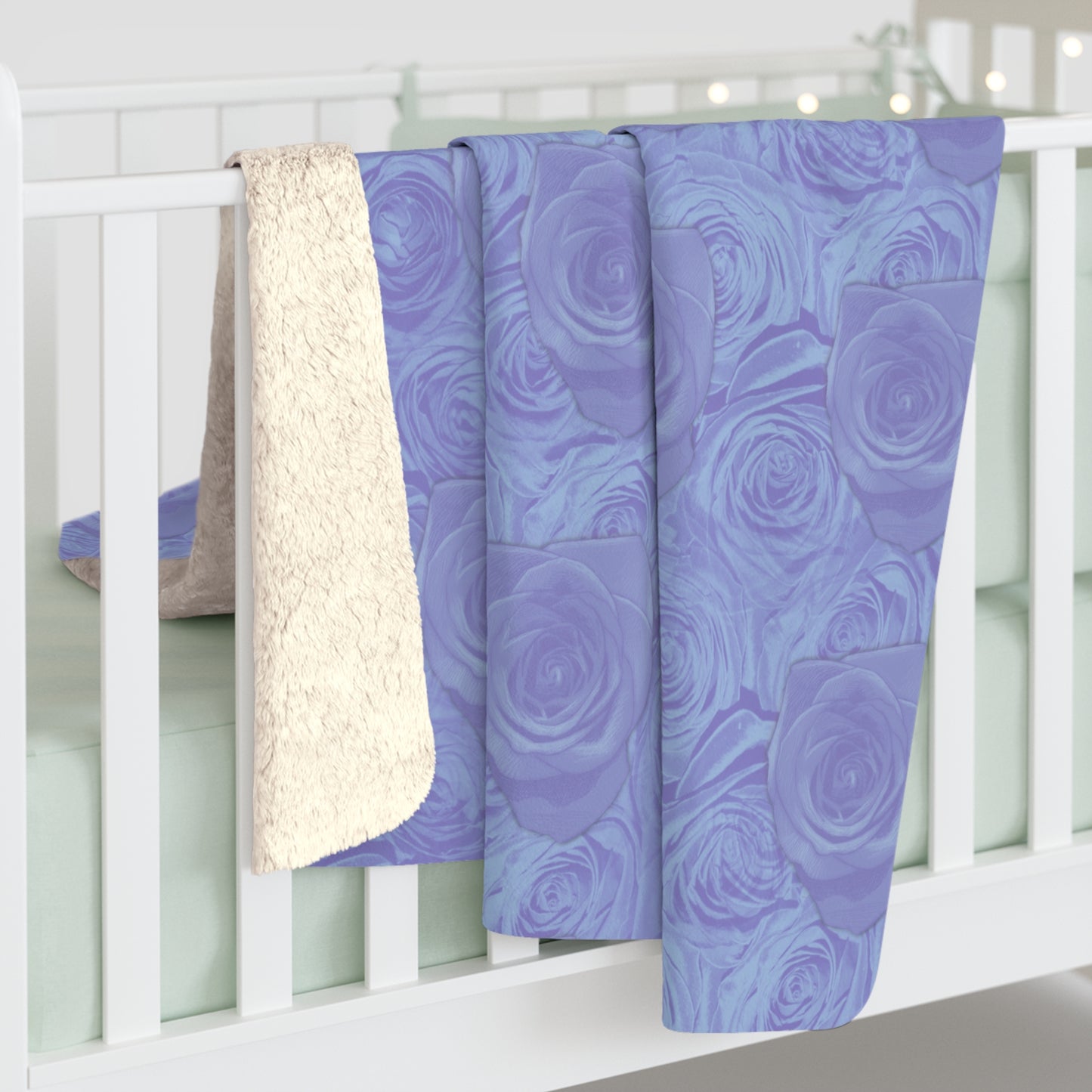 Blue Rose Sherpa Fleece Blanket Floral Lover Aesthetic Botanical Throw