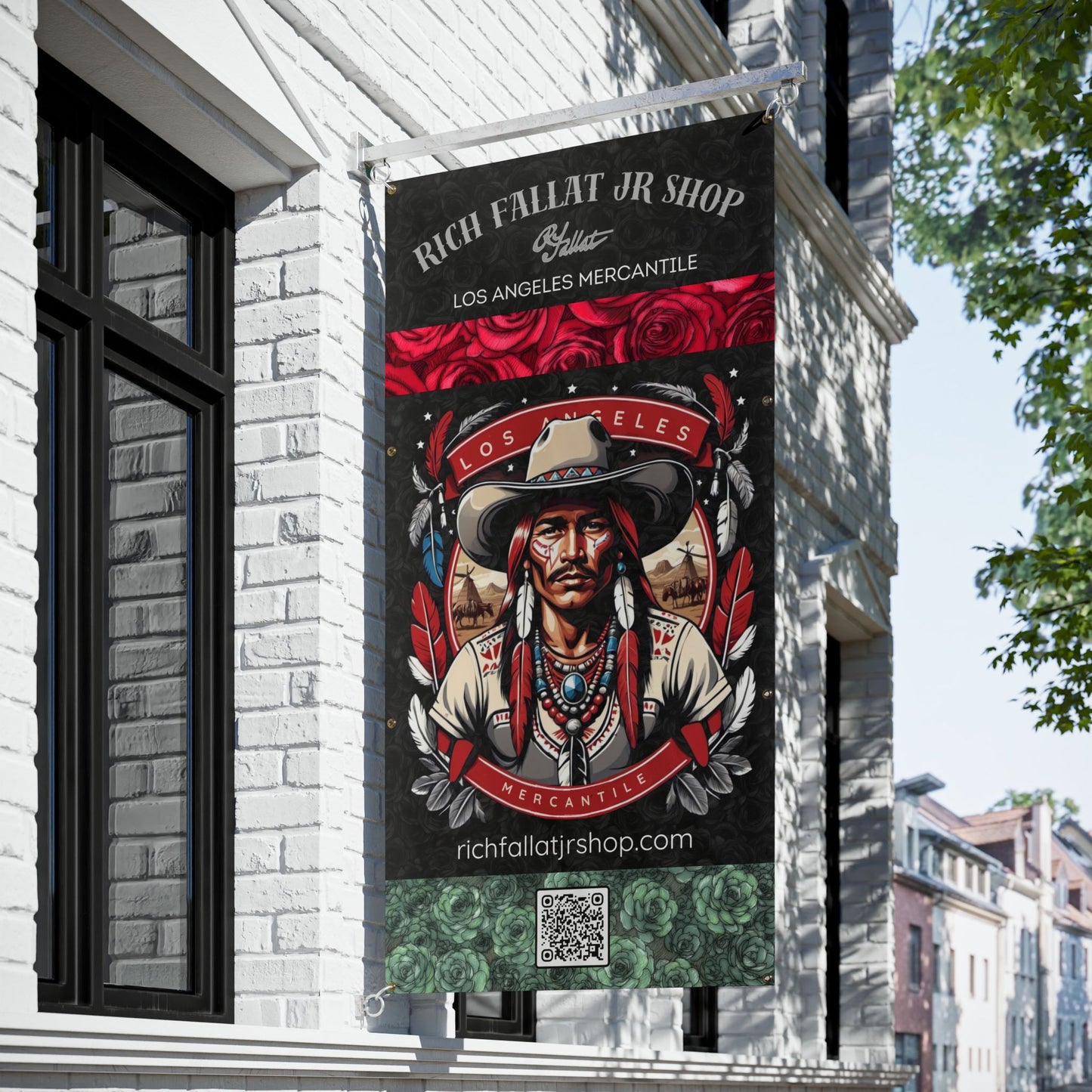 RFallat Los Angeles Mercantile QR Code Vinyl Banners