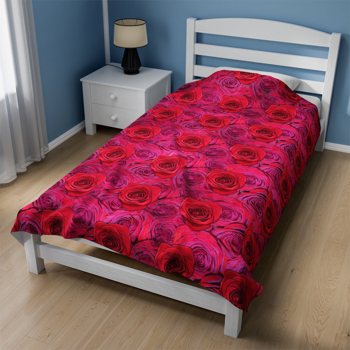 Rose Top Throw Valentine's Day Gift for Her Cute Rose Cover Pink Velveteen Plush Blanket
