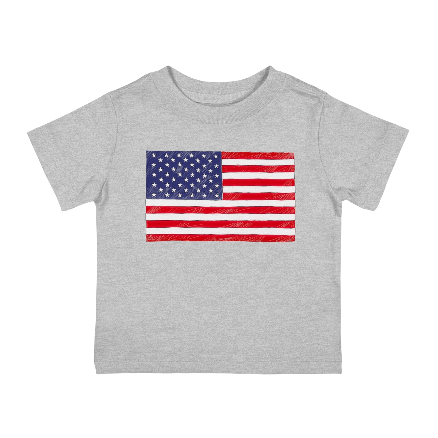 Hand Drawn American Flag Illustration Infant Cotton Jersey Tee