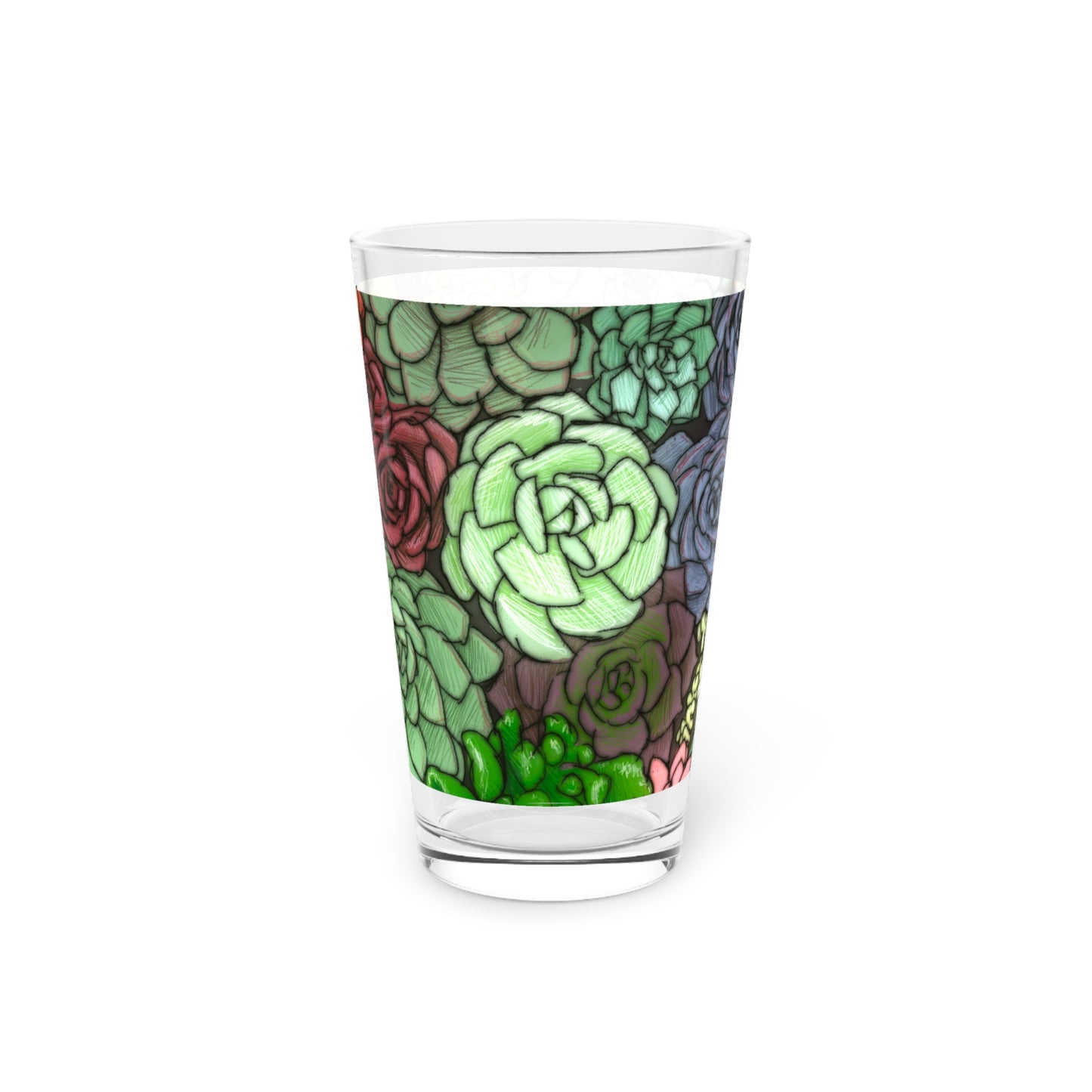 Succulent Pint Glass, 16oz