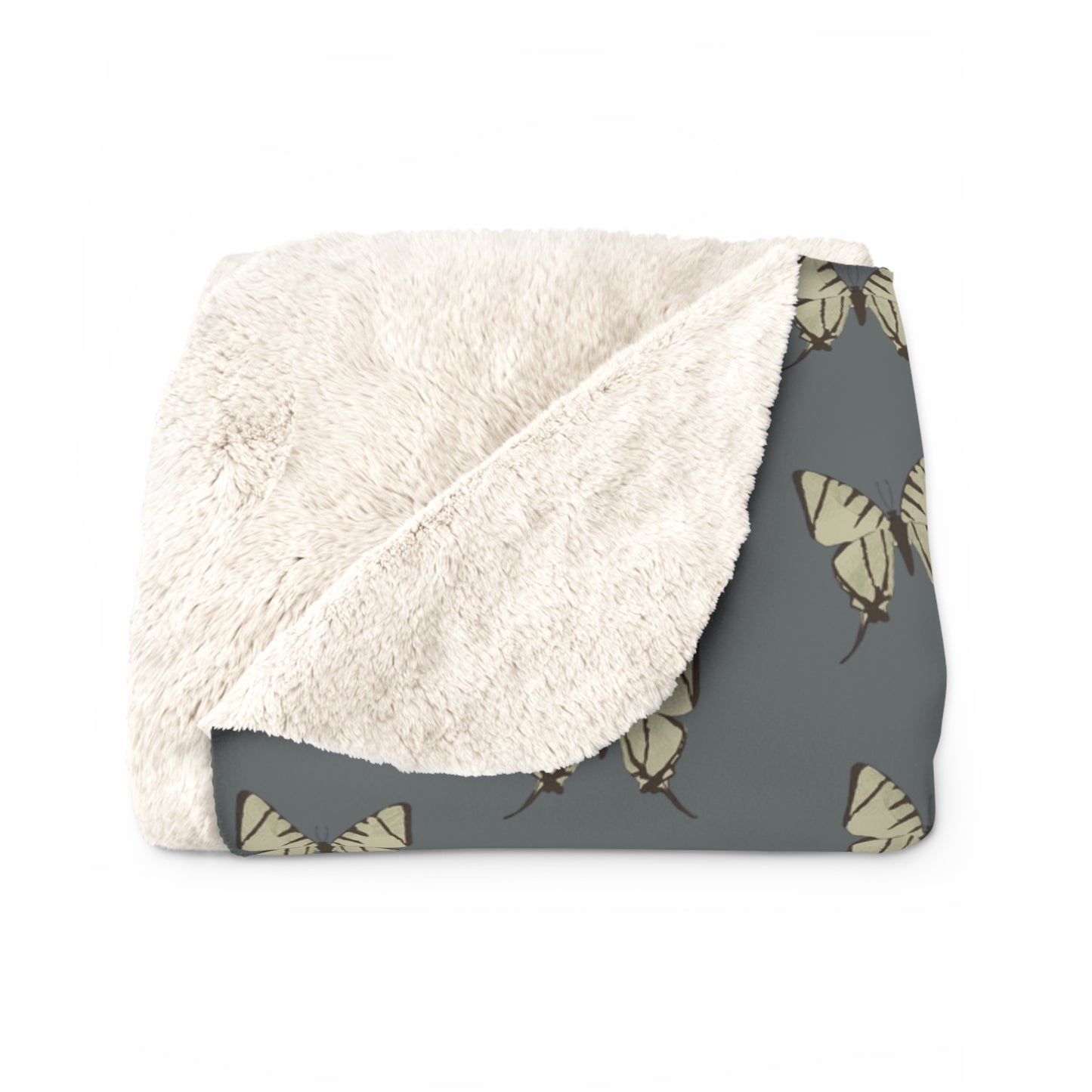 Moth Pattern Sherpa Fleece Blanket Floral Lover Aesthetic Botanical Throw