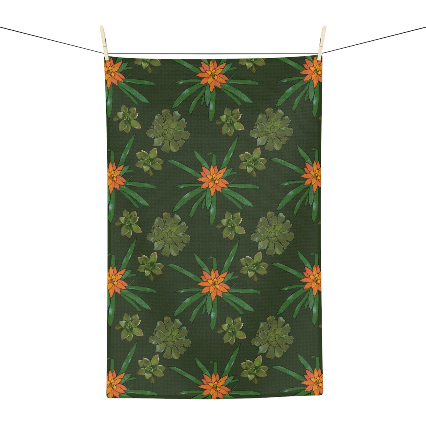 Succulent Pattern Towel Gardening House Plant Indoor Plant Lover Gift Idea Purple Microfiber Tea Towel