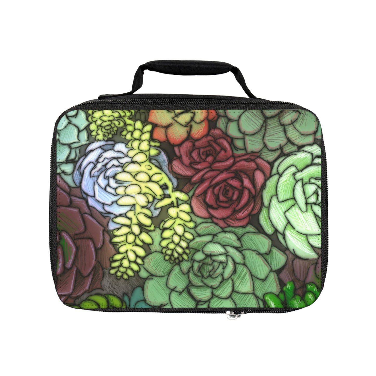 Succulent Lunch Bag Gardening Houseplant Indoor House Plant Lover Gift Idea Green Black Insulated Bag