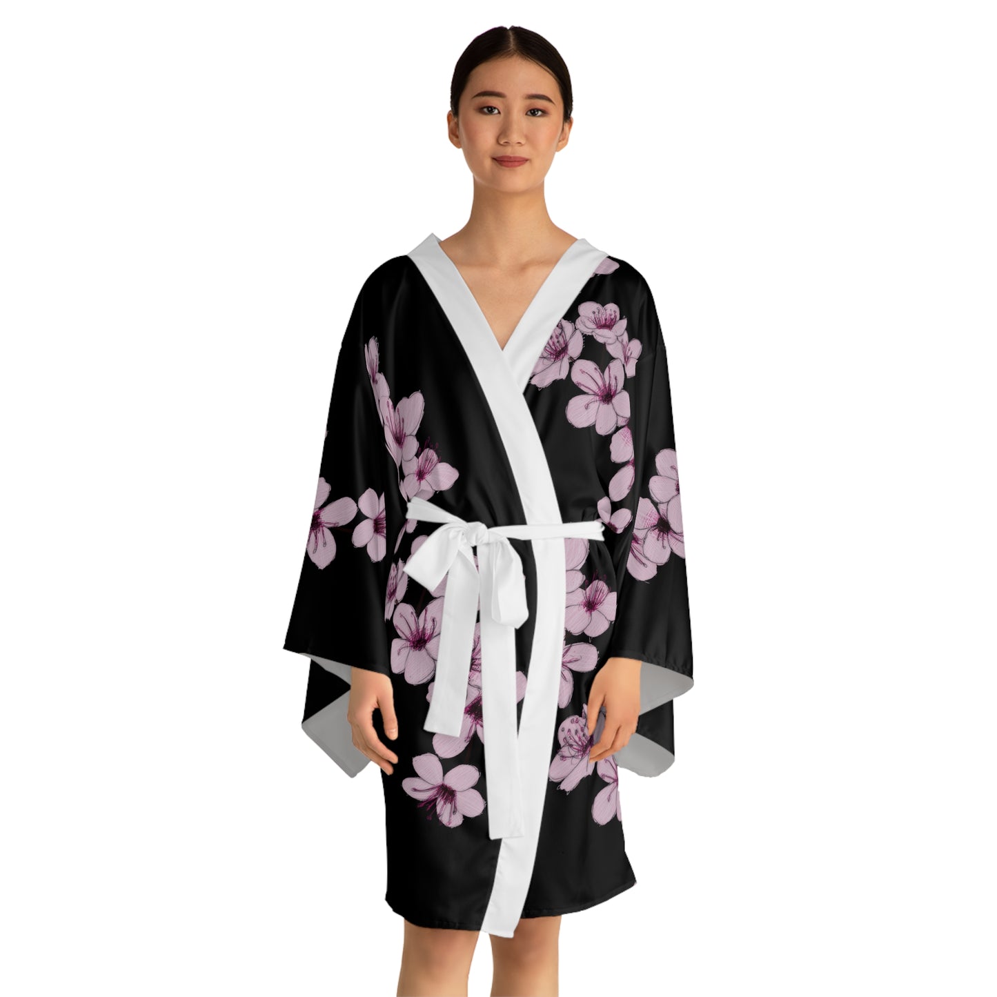 Cherry Blossom Long Sleeve Kimono Robe (AOP)