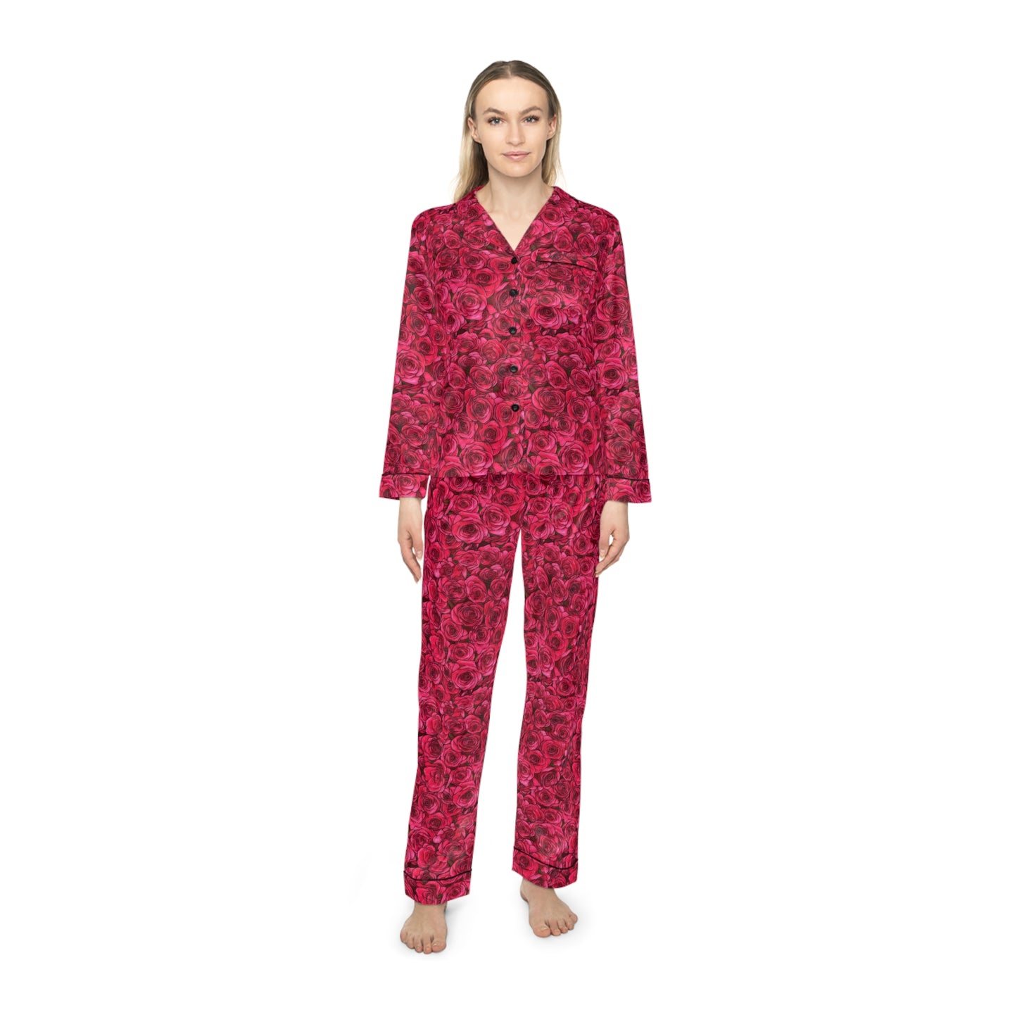 Rose Women's Satin Pajamas (AOP)