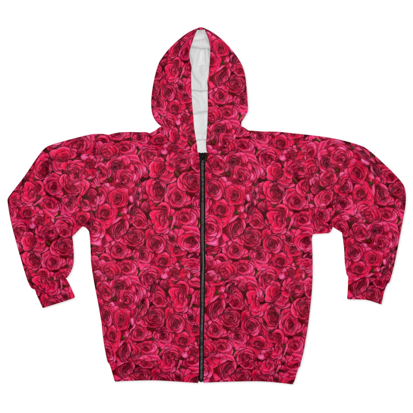 Rose Pattern Unisex Zip Hoodie (AOP)
