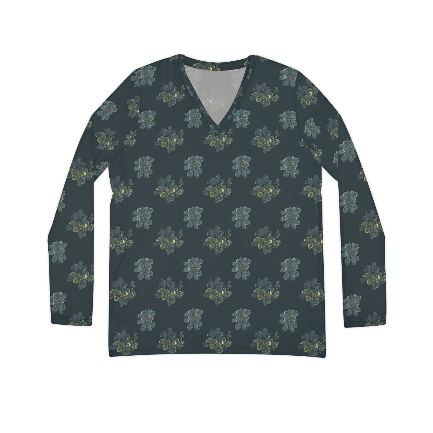Veriagated Pattern Women's Long Sleeve V-neck Shirt