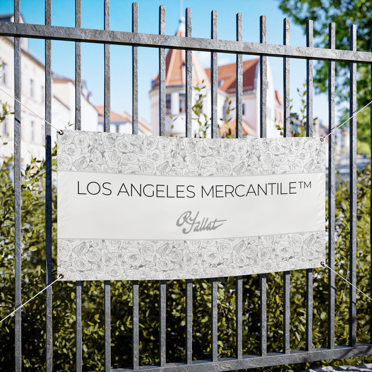 RFallat Los Angeles Mercantile QR Code Vinyl Banners