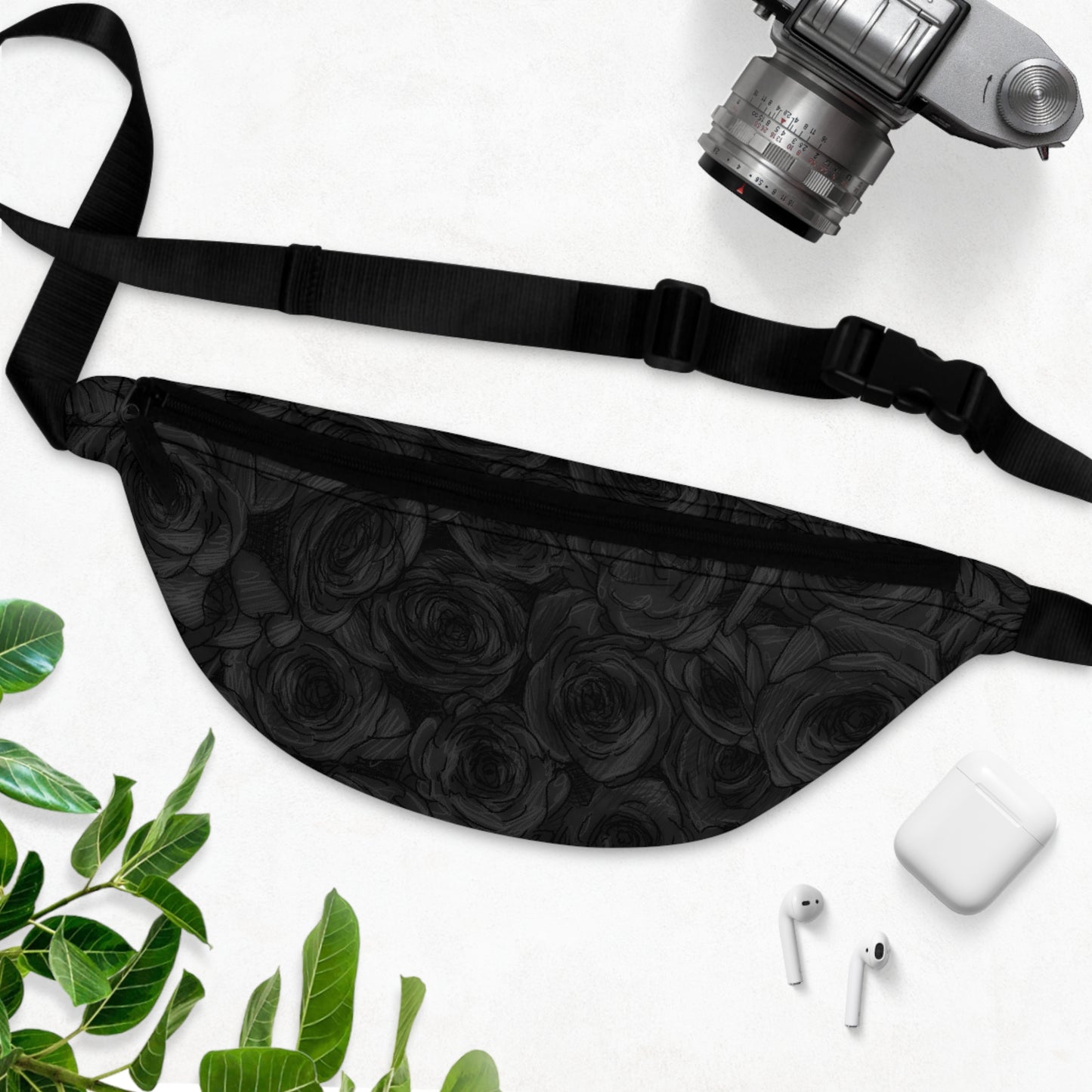 Black Rose Pattern Fanny Pack