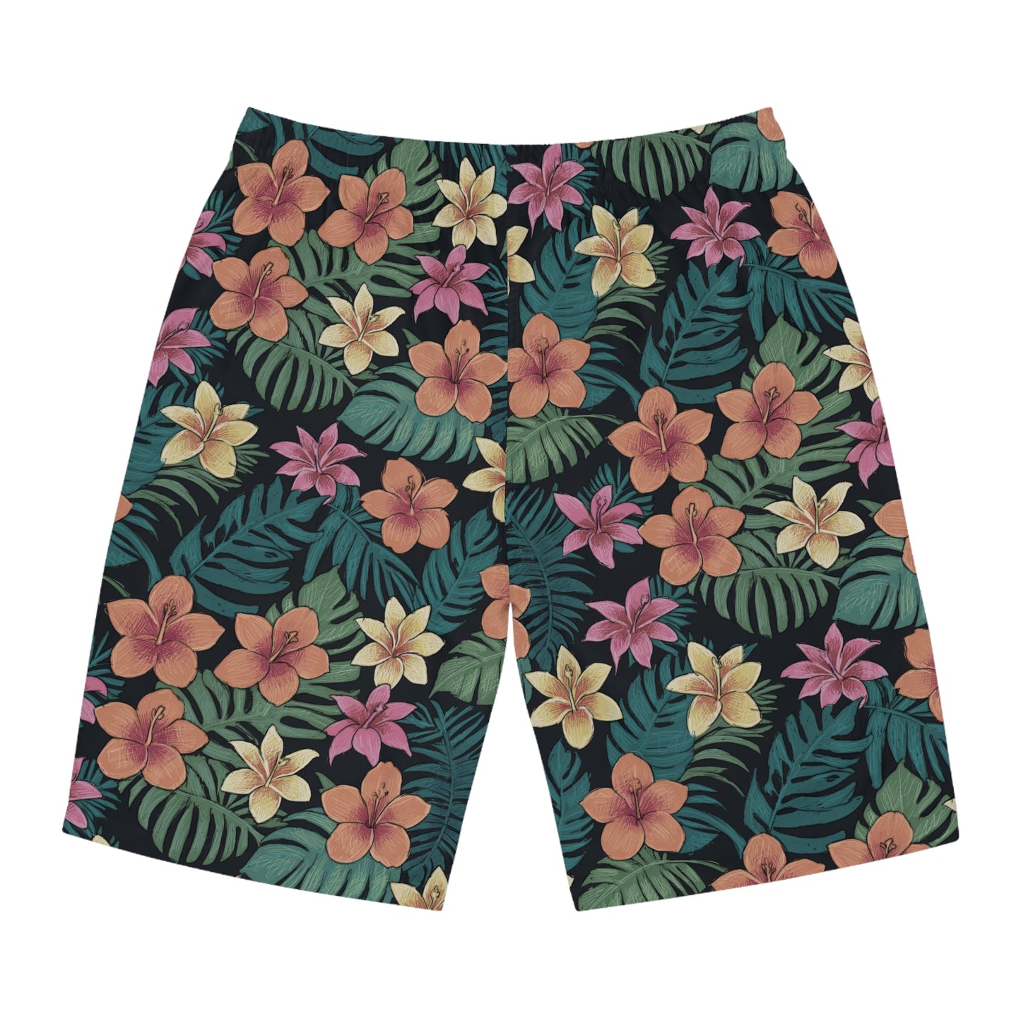 Tropical Hibiscus Plumeria Men's Board Shorts