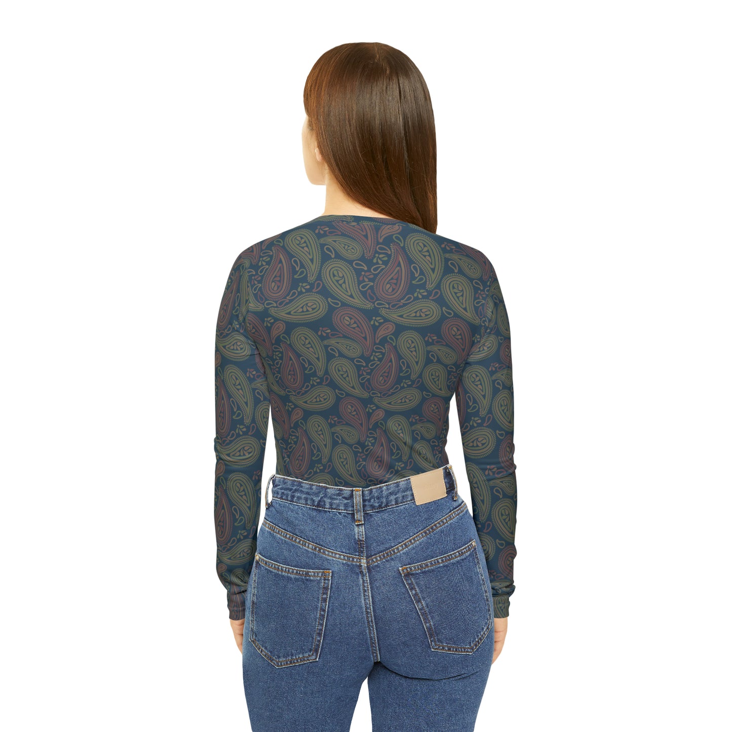 Paisley Women's Long Sleeve V-neck Shirt (AOP)