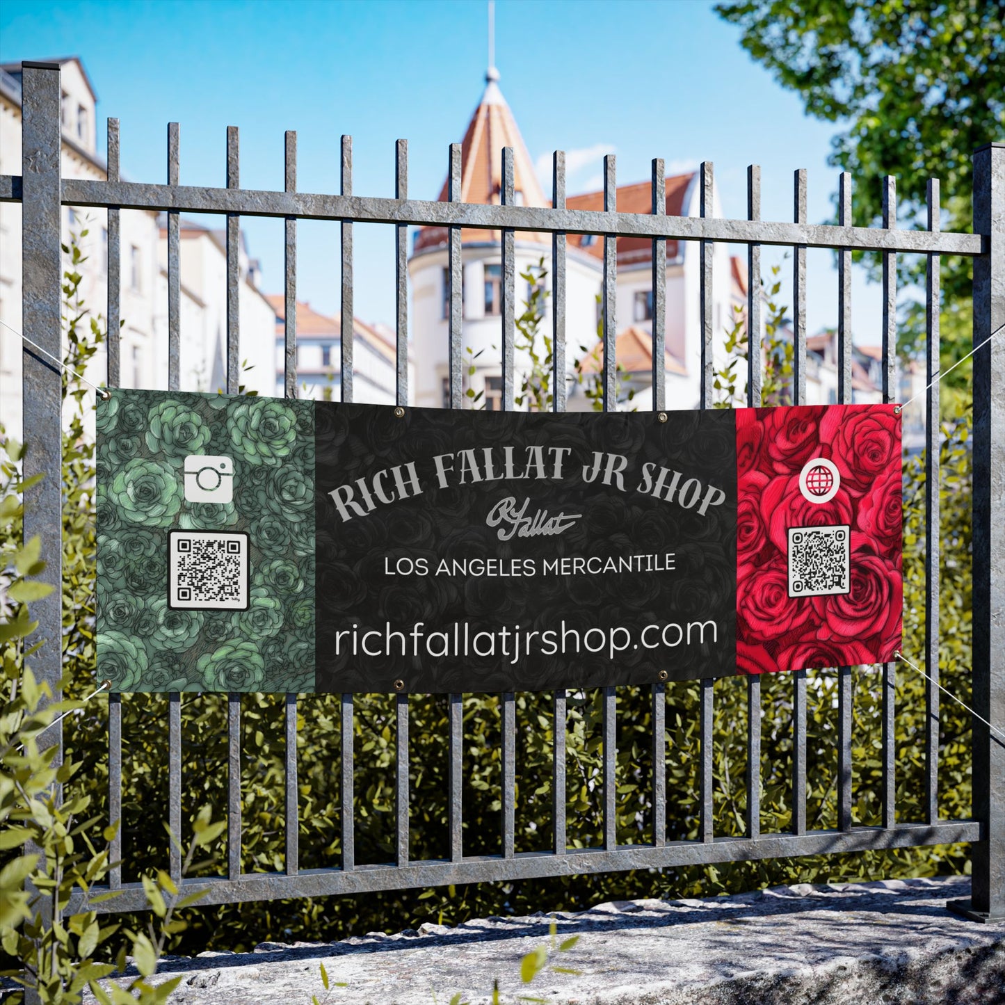 RFallat Los Angeles Mercantile QR Code Vinyl Banners