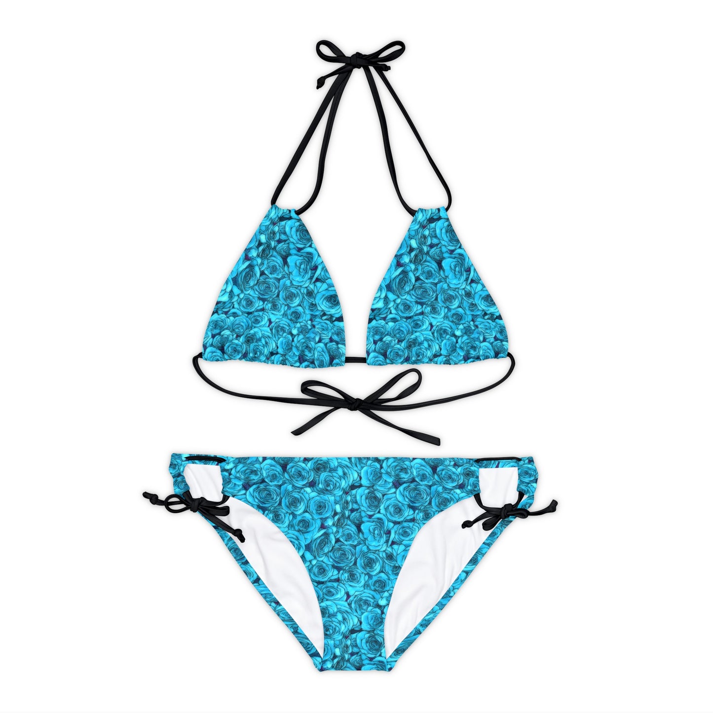 Turquoise Rose Strappy Bikini Set