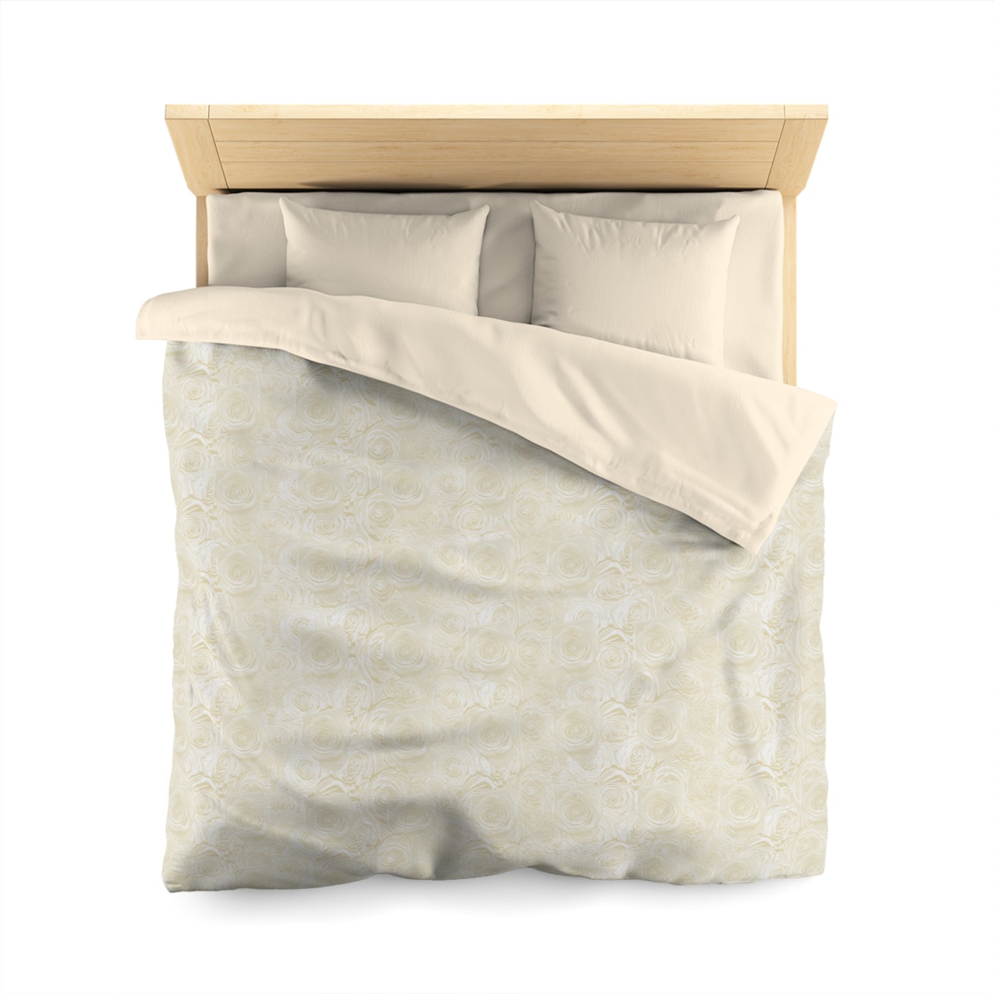 White Rose Microfiber Duvet Cover Flower Lover Champagne Duvet