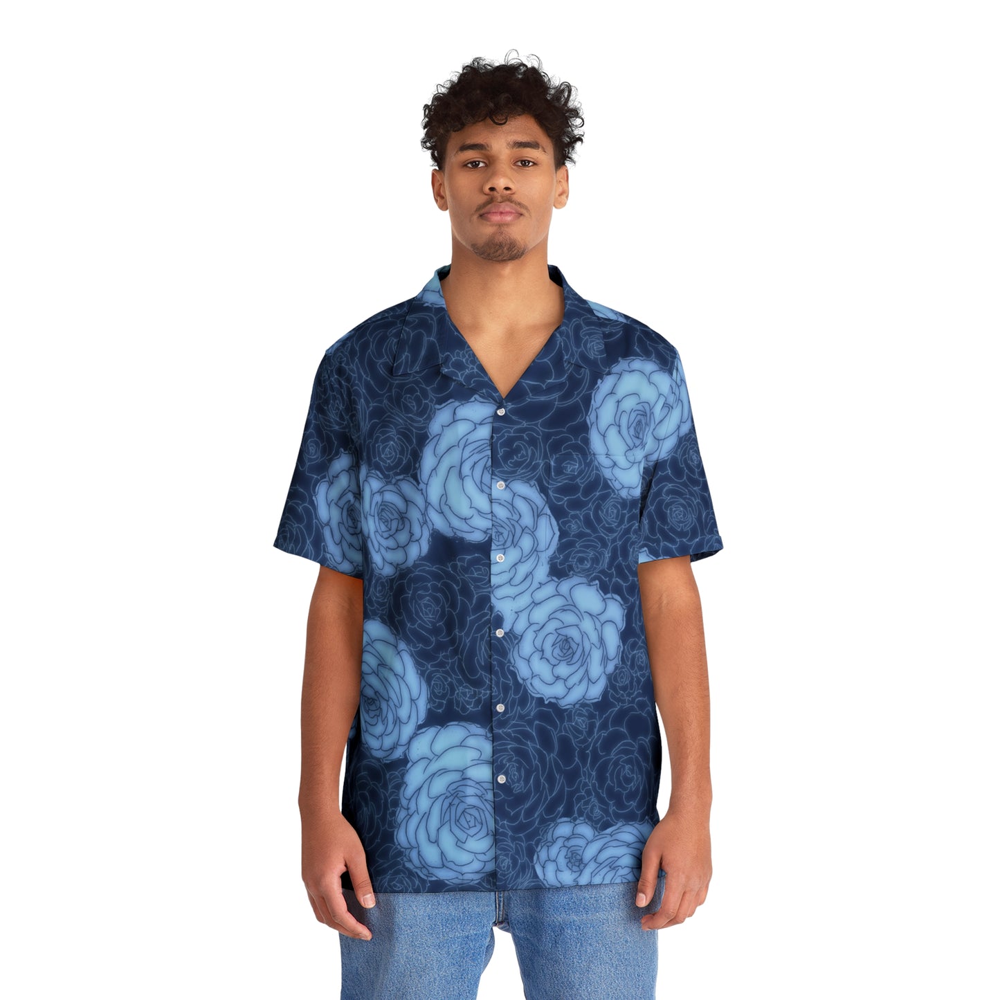 Succulent Navy Men's Hawaiian Shirt