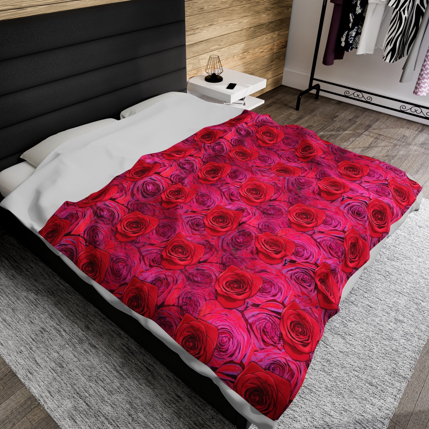 Rose Top Throw Valentine's Day Gift for Her Cute Rose Cover Pink Velveteen Plush Blanket