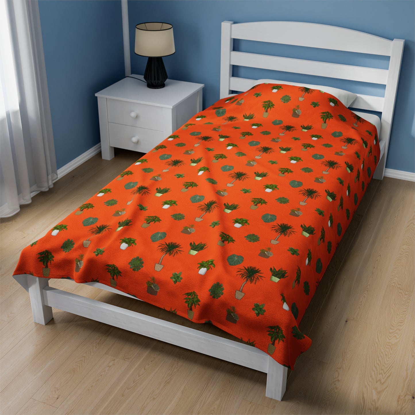 House Plant Throw Blanket Gardening Indoor Plant Lover Gift Ideas Orange Velveteen Plush Blanket