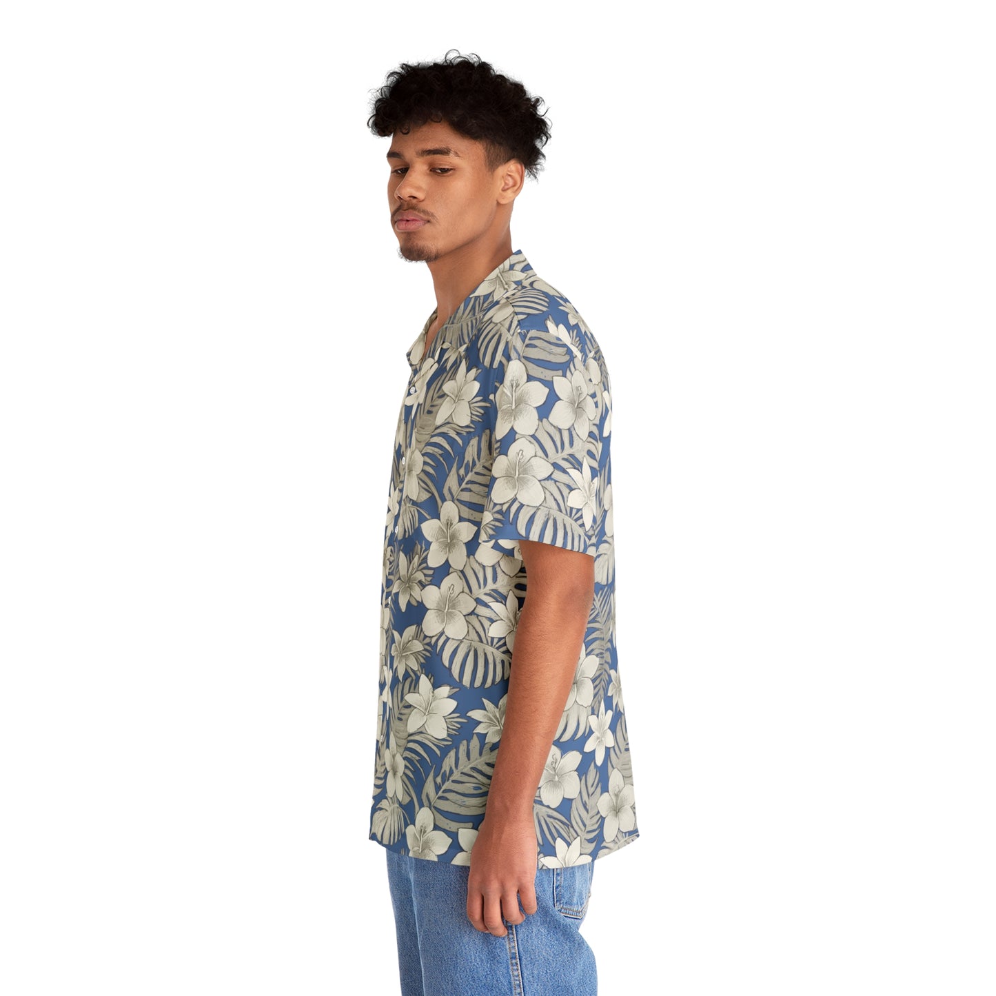Tropical Baby Blue Men's Hawaiian Shirt