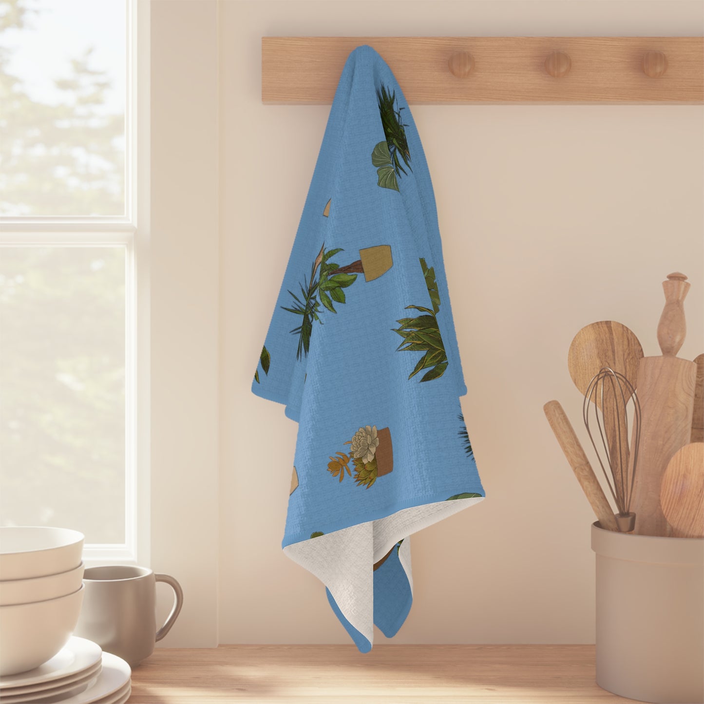 House Plant Towel Gardening Indoor Plant Lover Gift Idea Blue Microfiber Tea Towel