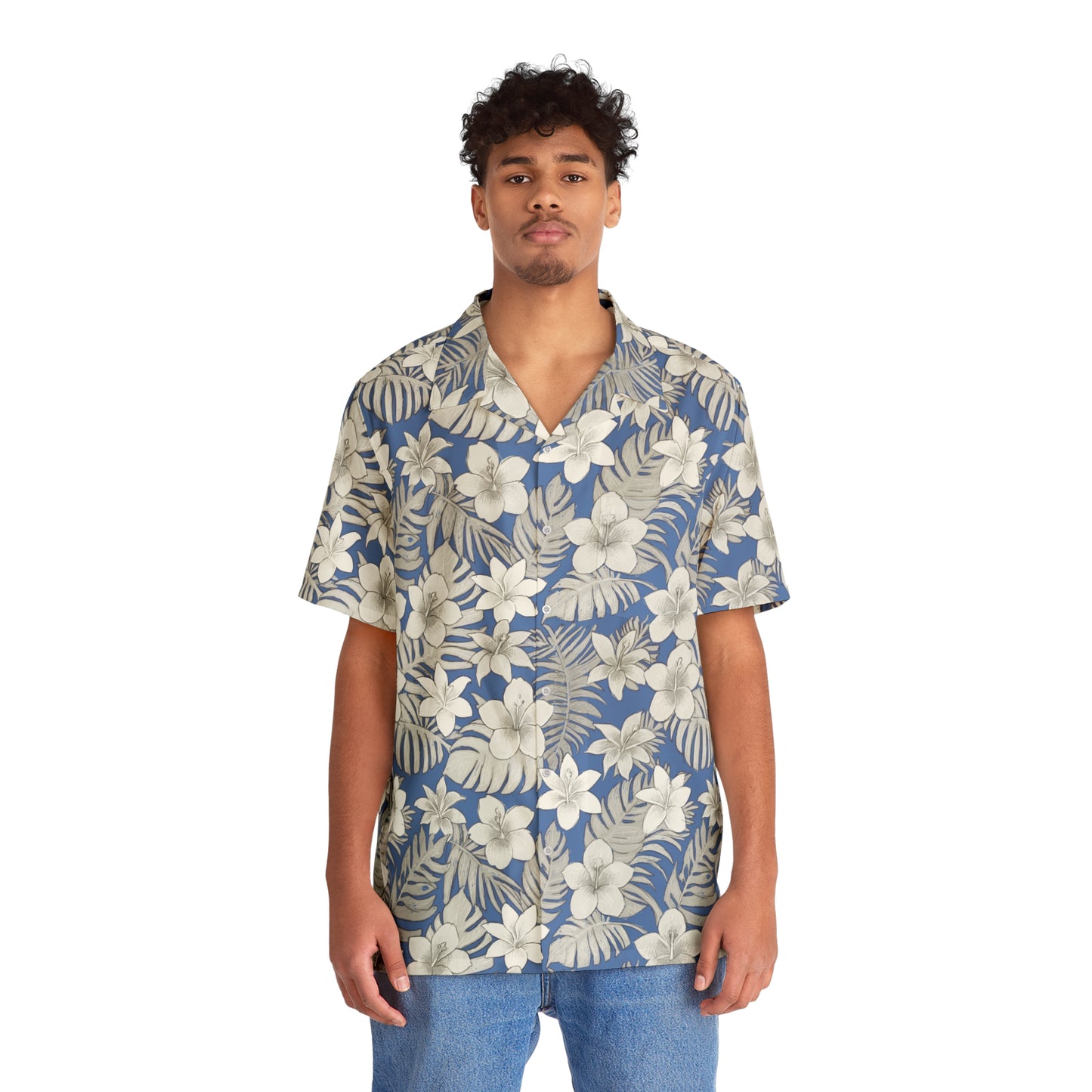 Tropical Baby Blue Men's Hawaiian Shirt