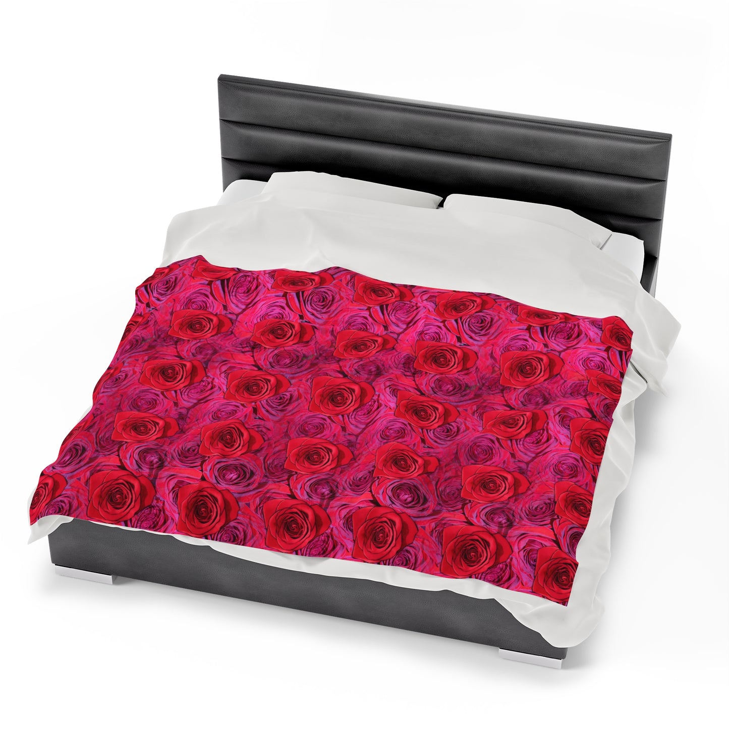 Rose Top Throw Valentine's Day Gift for Her Cute Rose Cover Pink Velveteen Plush Blanket