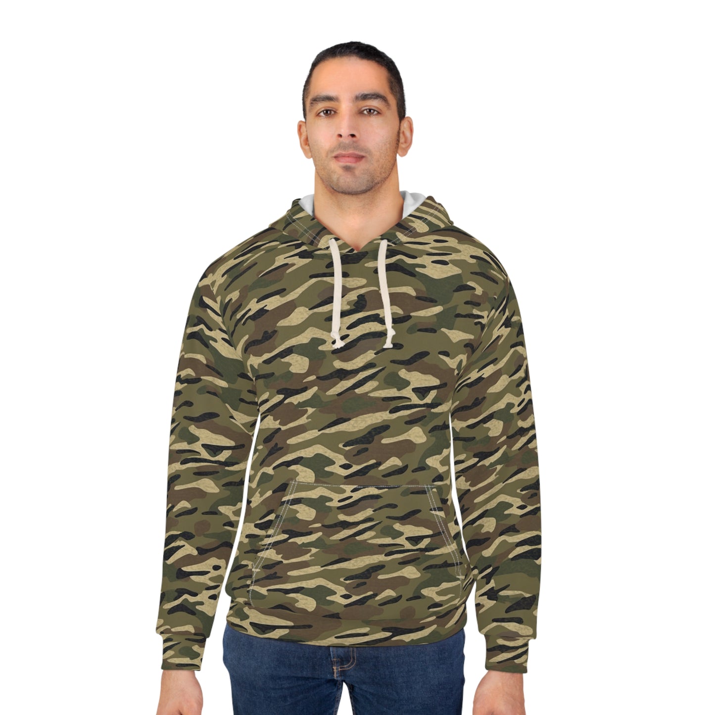Stripe Camo Green Unisex Pullover Hoodie (AOP)