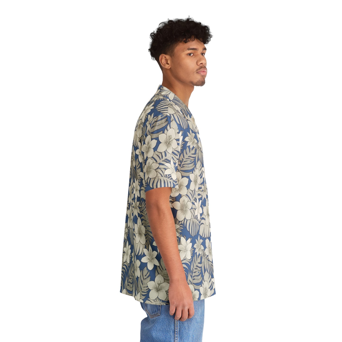 Tropical Baby Blue Men's Hawaiian Shirt