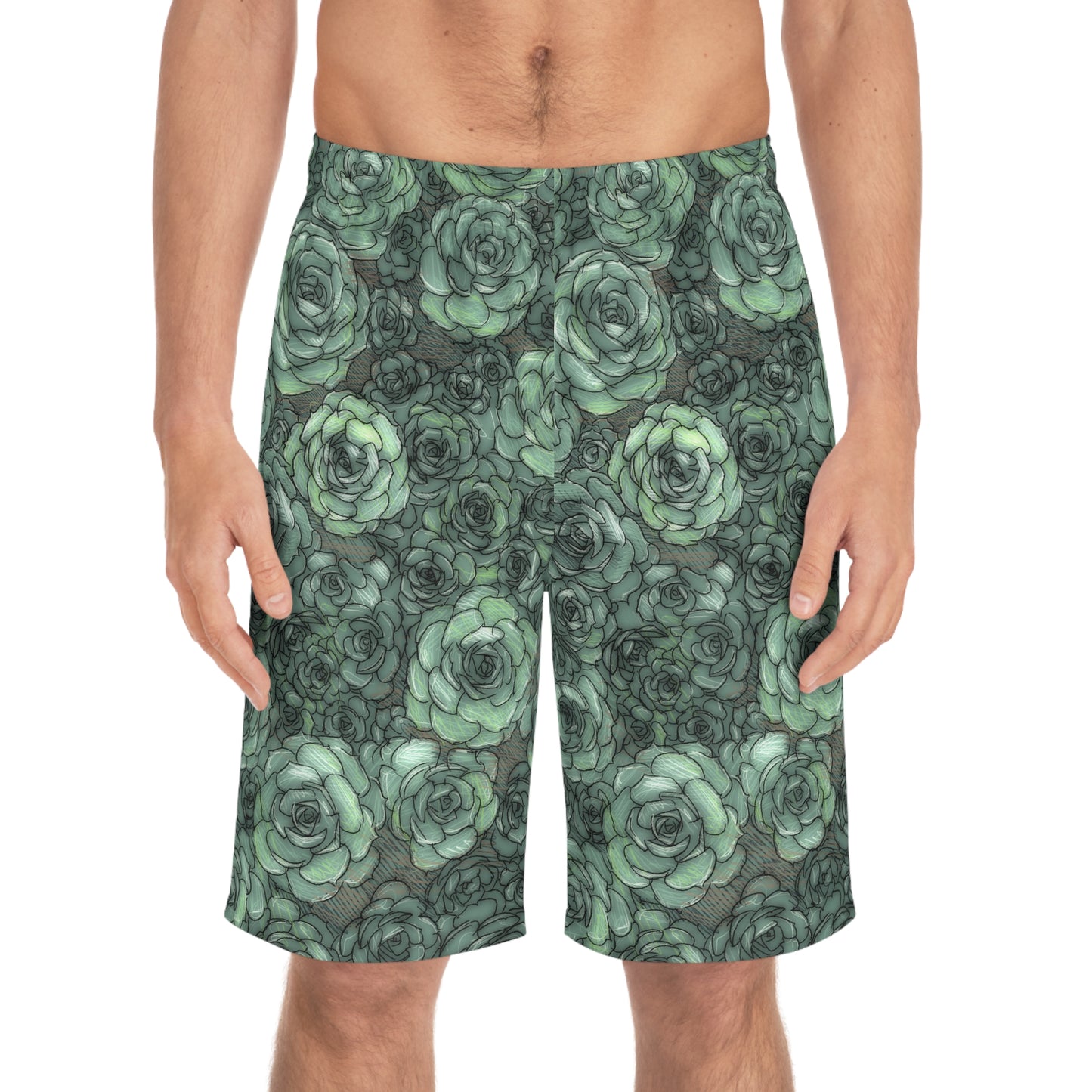 Succulent Pattern Men's Board Shorts