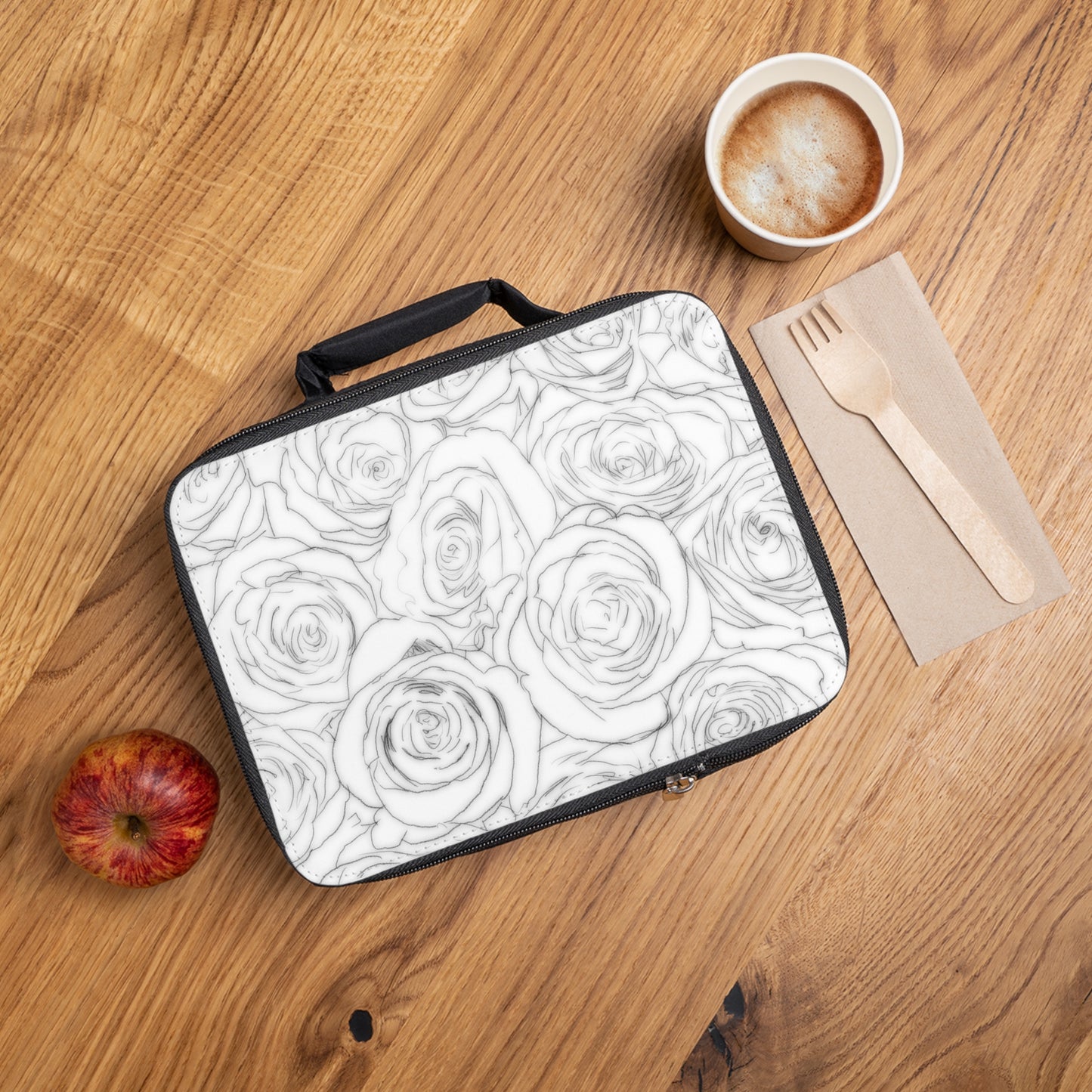 White Rose Bag Flower Lover Valentines Day Gift Ideas for Her Anniversary White Lunch Bag