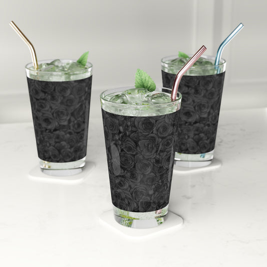 Black Rose Pint Glass, 16oz