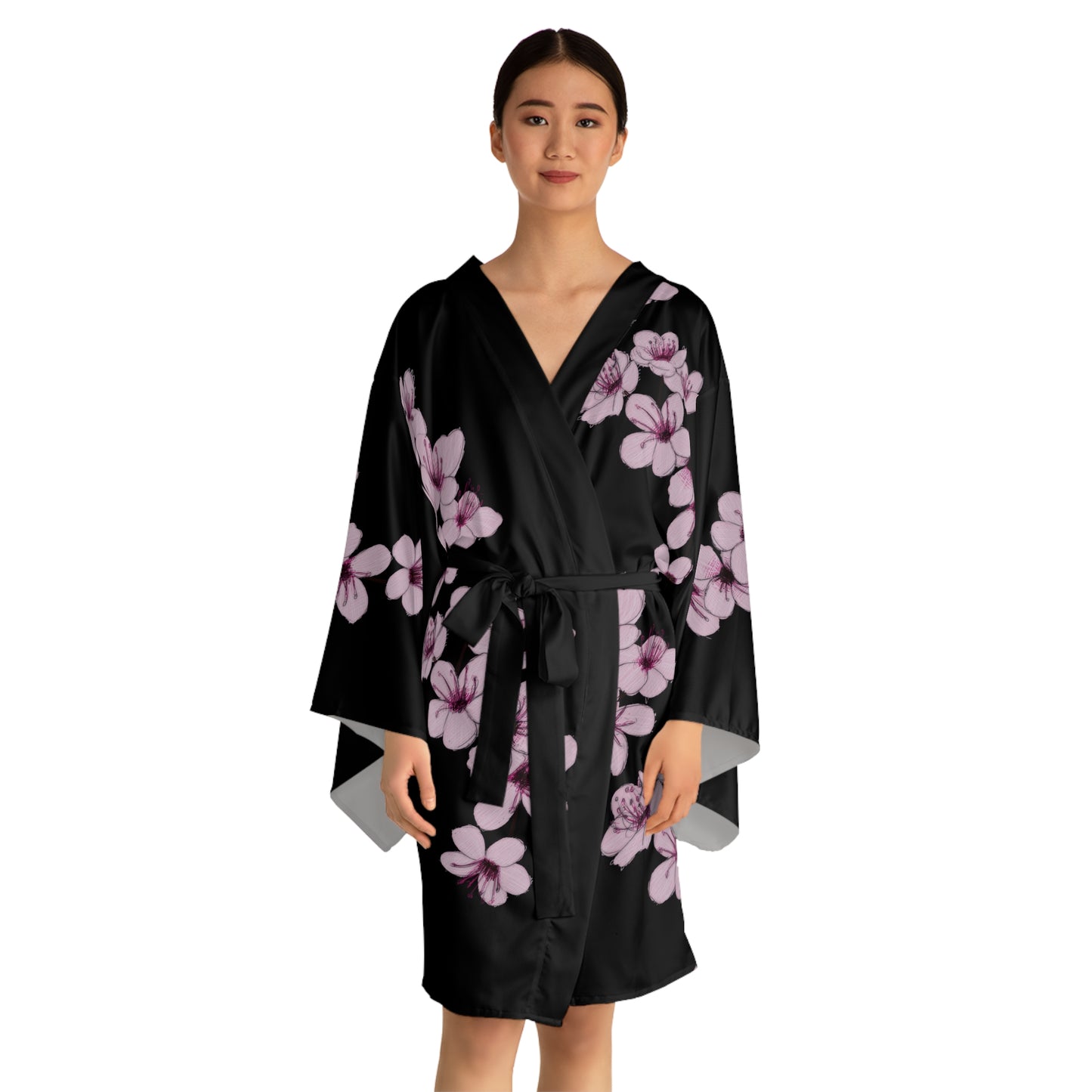 Cherry Blossom Long Sleeve Kimono Robe (AOP)