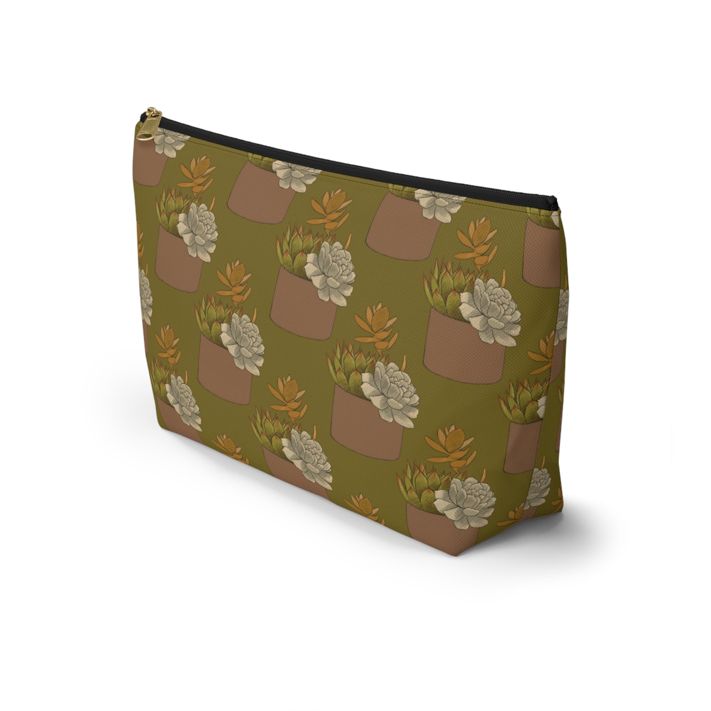 Succulent Pattern - Accessory Pouch w T-bottom