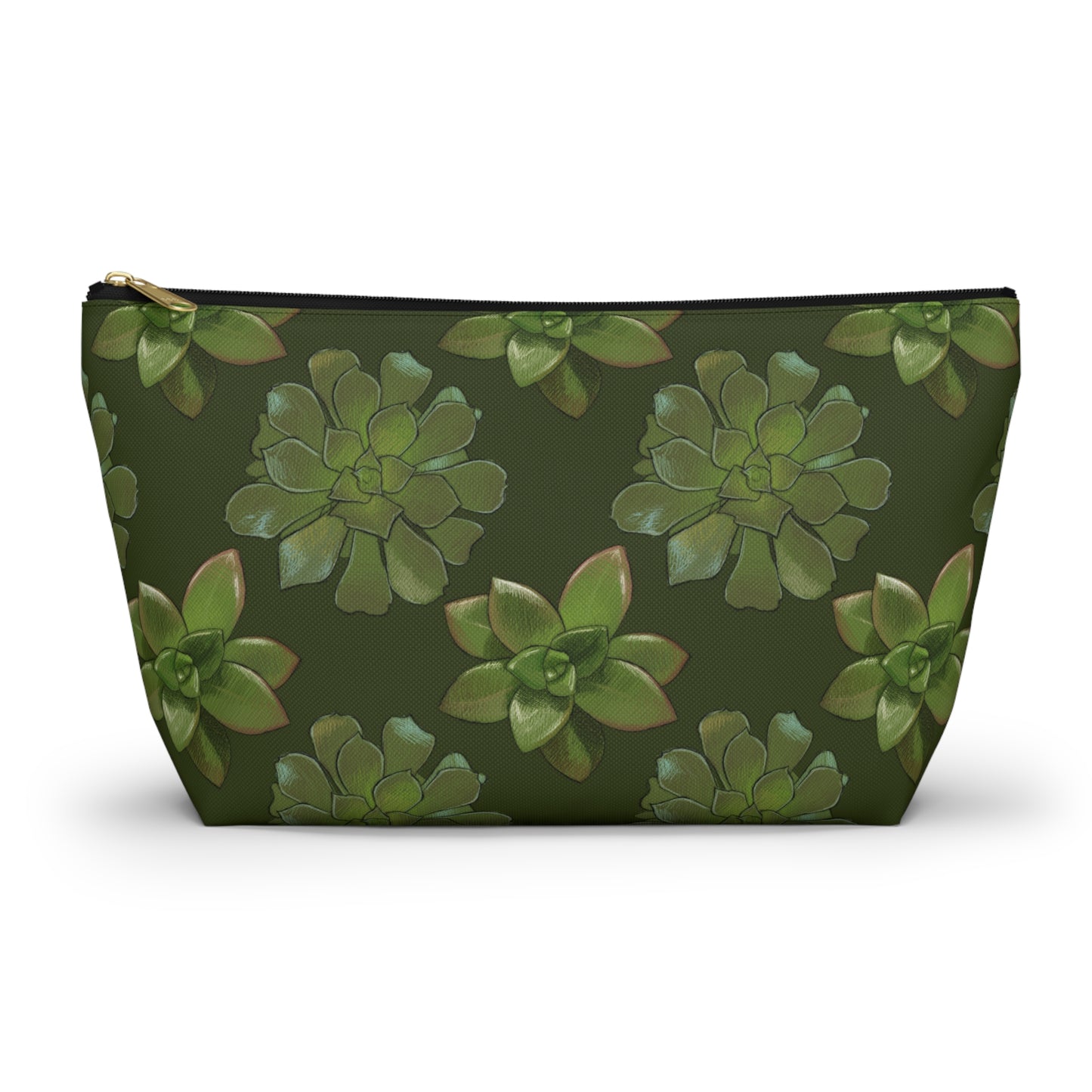 Succulents Pattern Bag - Accessory Pouch w T-bottom