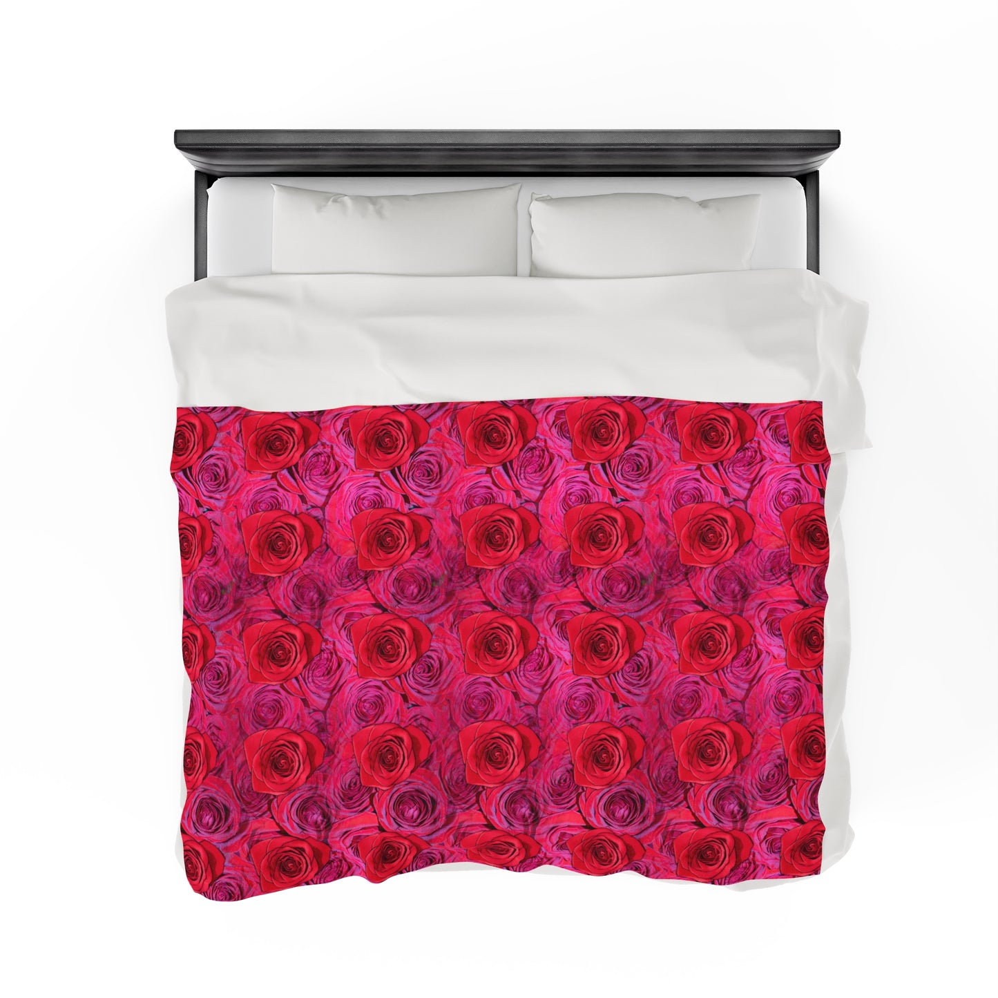 Rose Top Throw Valentine's Day Gift for Her Cute Rose Cover Pink Velveteen Plush Blanket