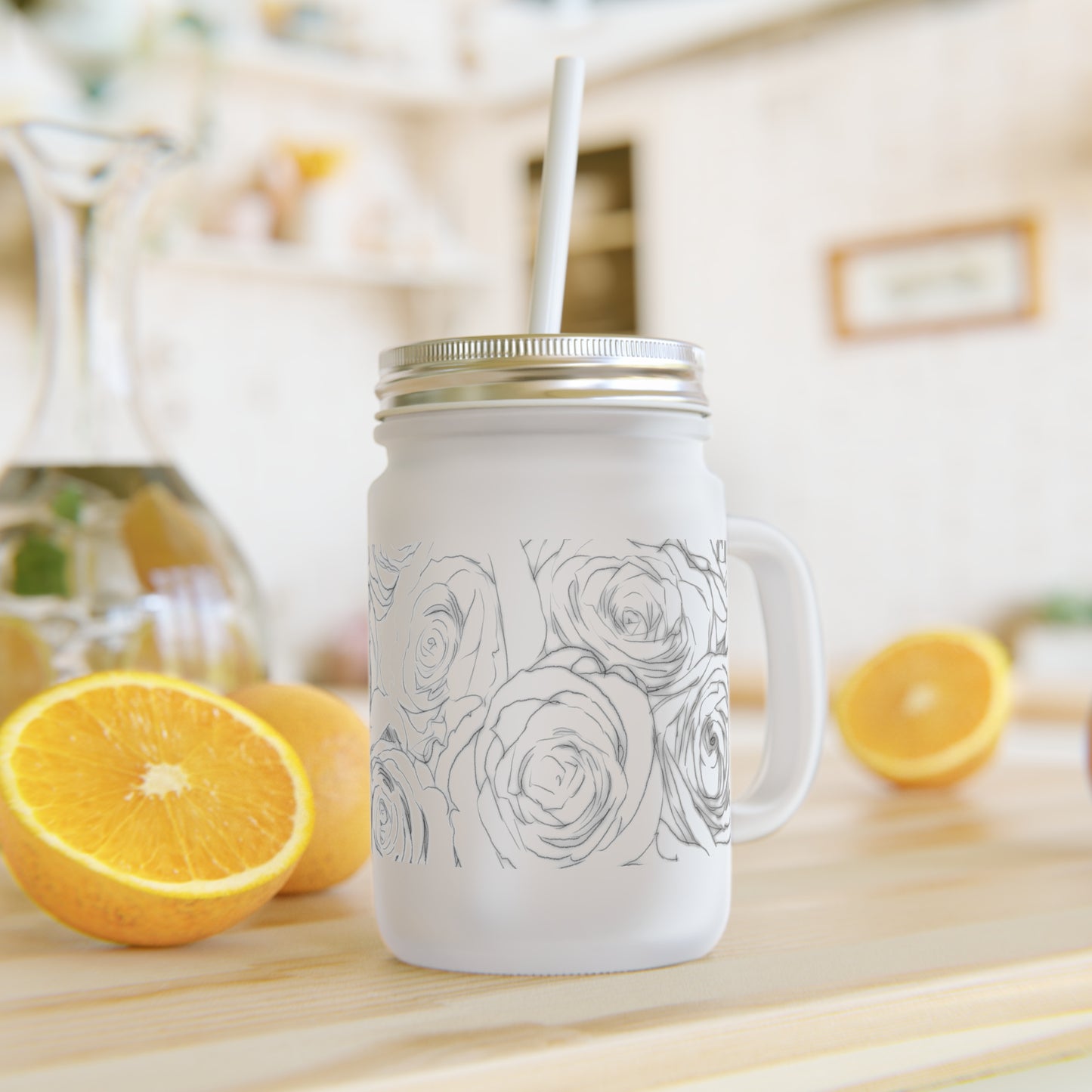 White Rose Mason Jar