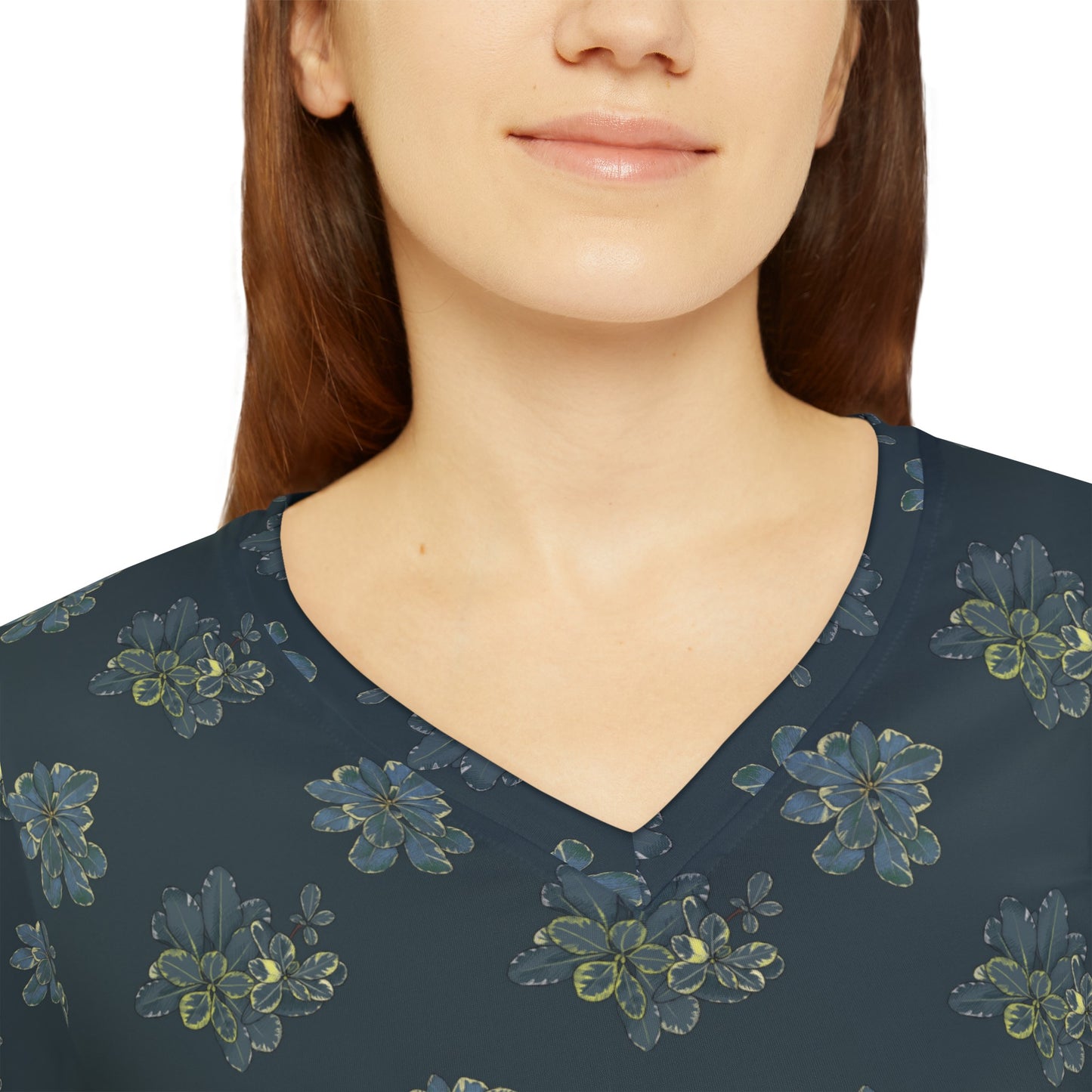 Veriagated Pattern Women's Long Sleeve V-neck Shirt