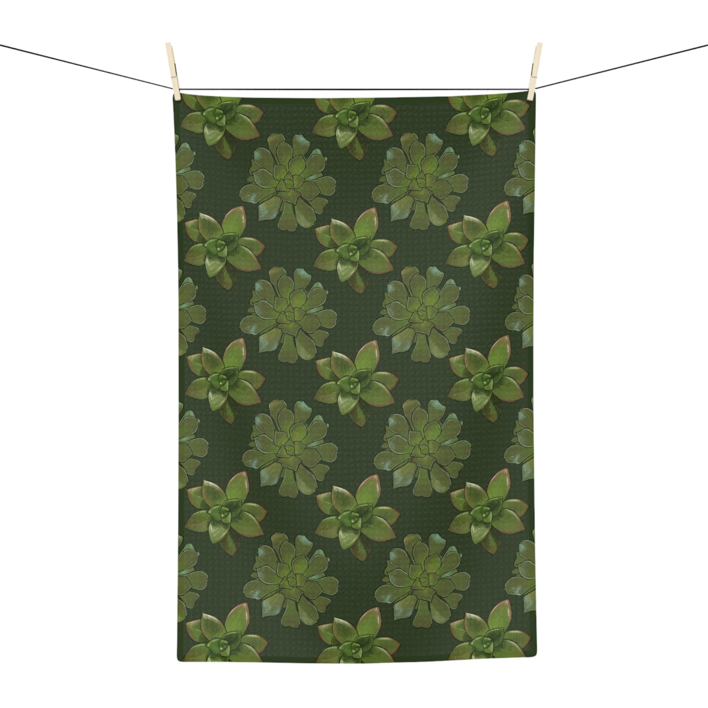 Succulent Towel Gardening Indoor Plant Lover Gift Idea Blue Microfiber Tea Towel