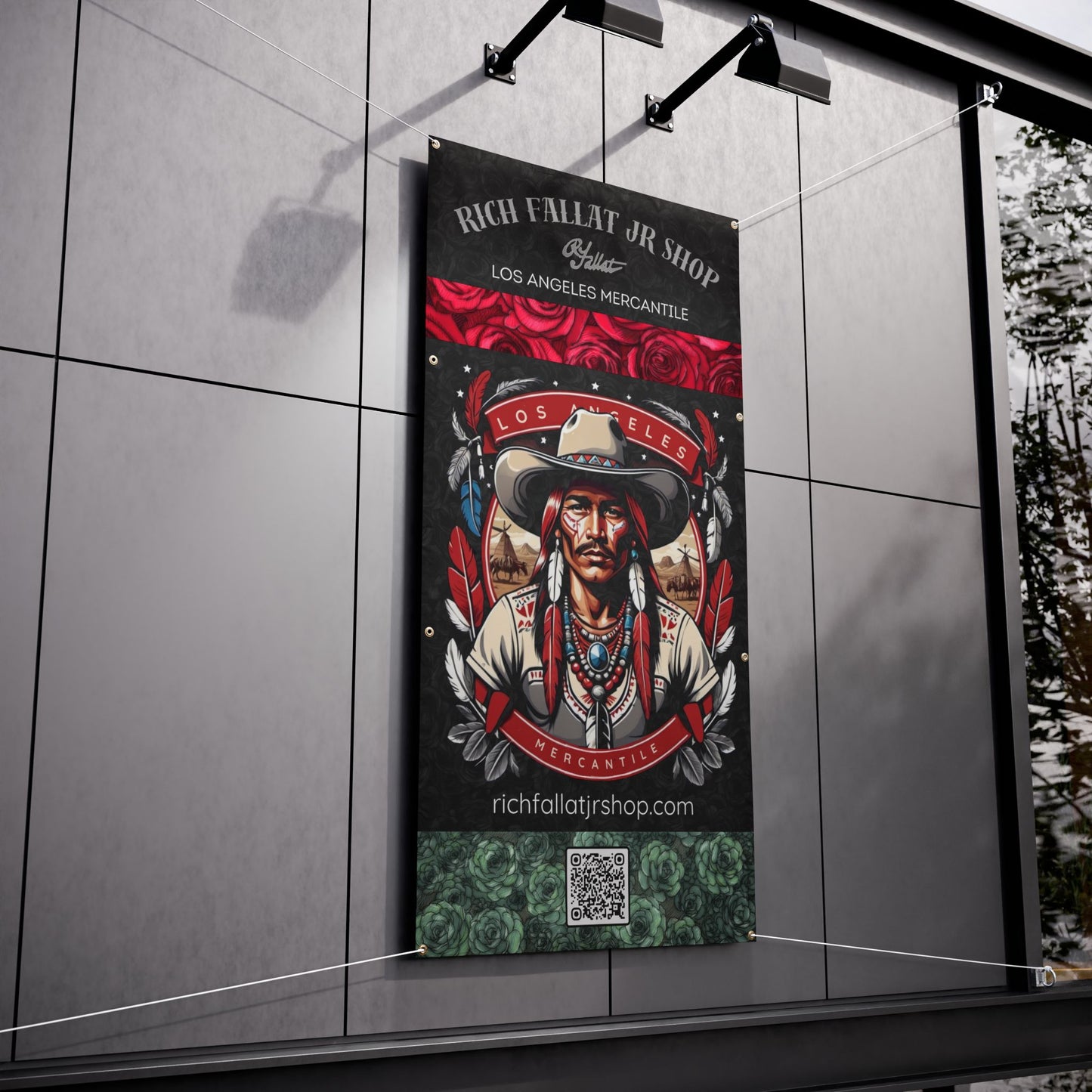 RFallat Los Angeles Mercantile QR Code Vinyl Banners