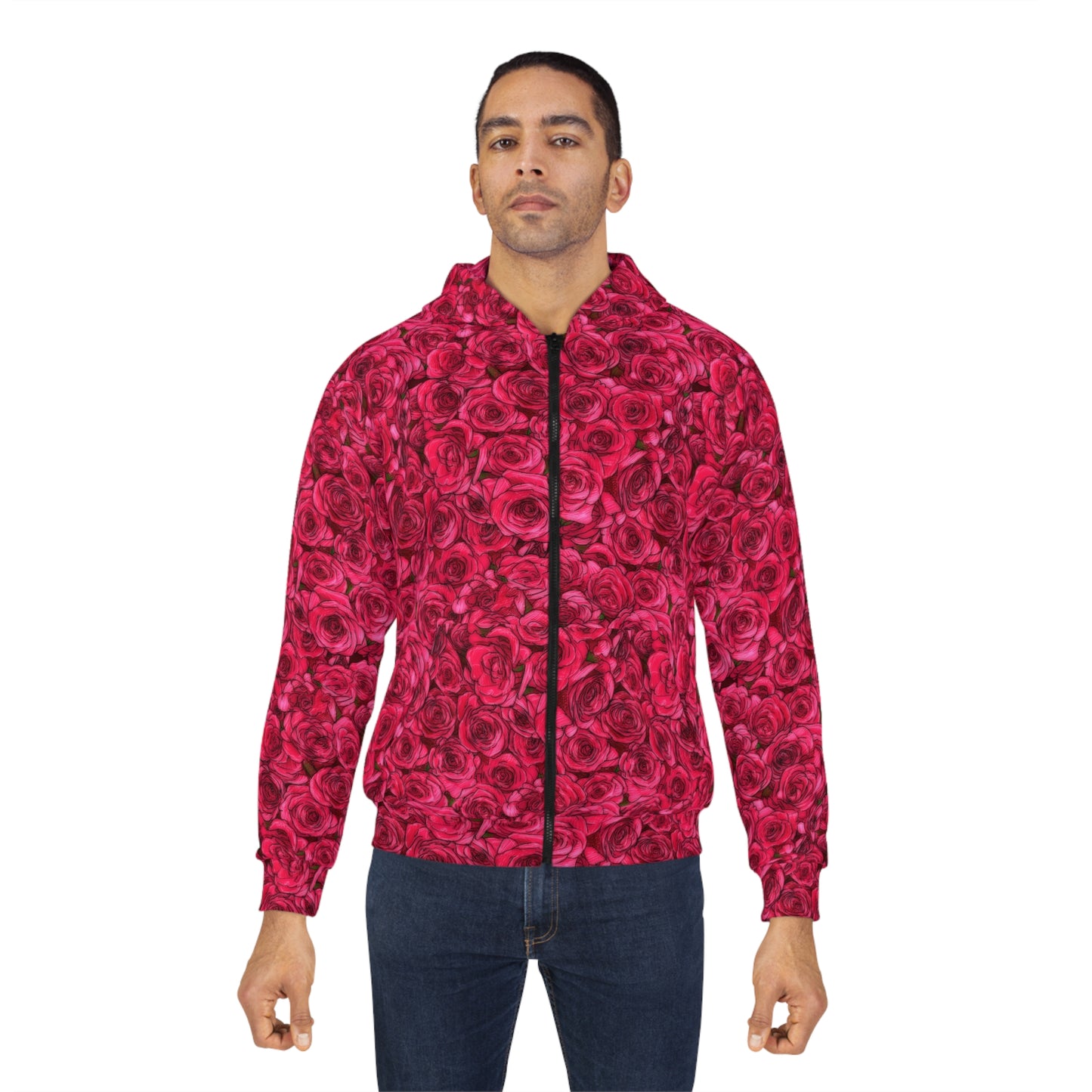 Rose Pattern Unisex Zip Hoodie (AOP)