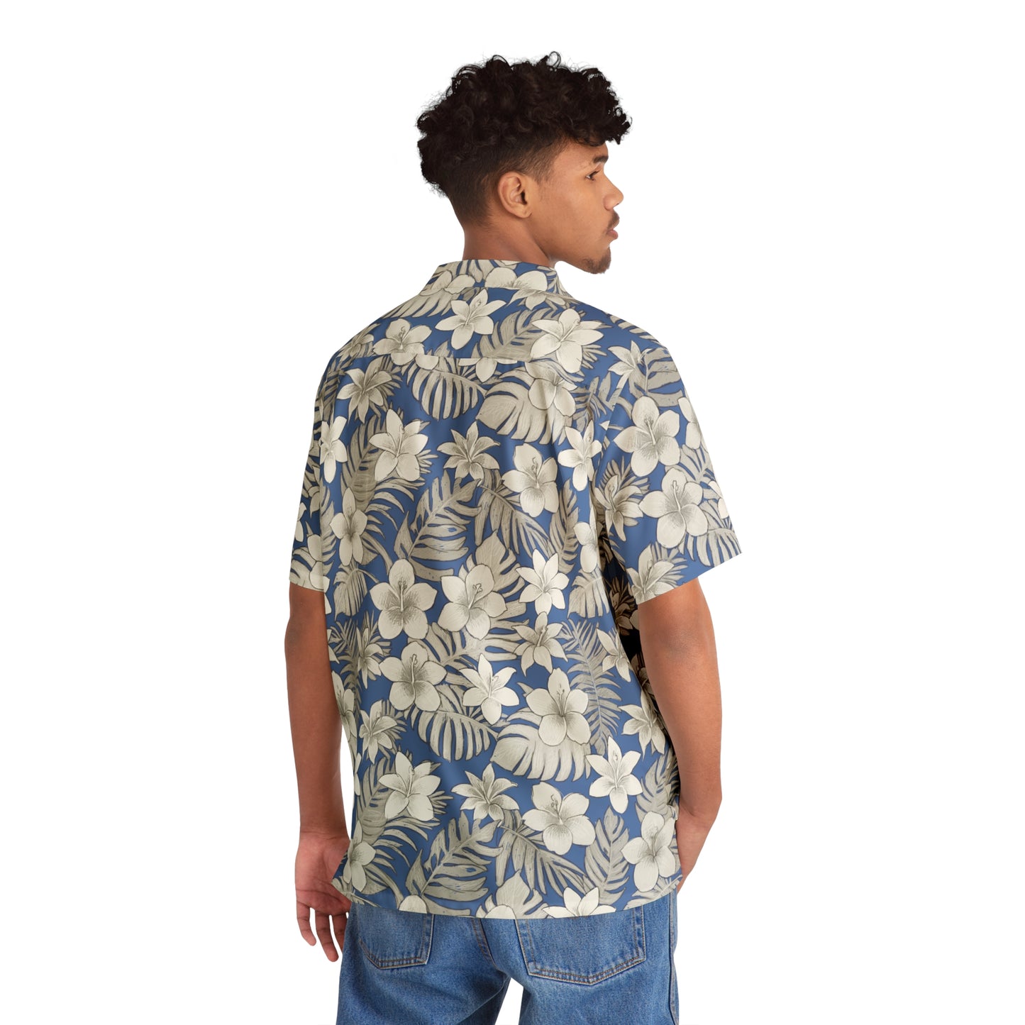 Tropical Baby Blue Men's Hawaiian Shirt