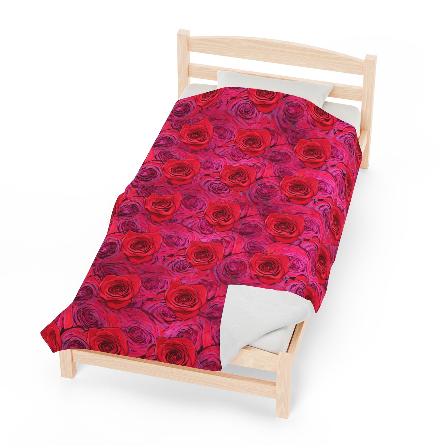 Rose Top Throw Valentine's Day Gift for Her Cute Rose Cover Pink Velveteen Plush Blanket