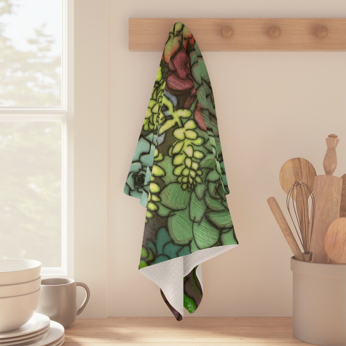 Succulent Towel Gardening House Plant Indoor Plant Lover Gift Idea Green Microfiber Tea Towel