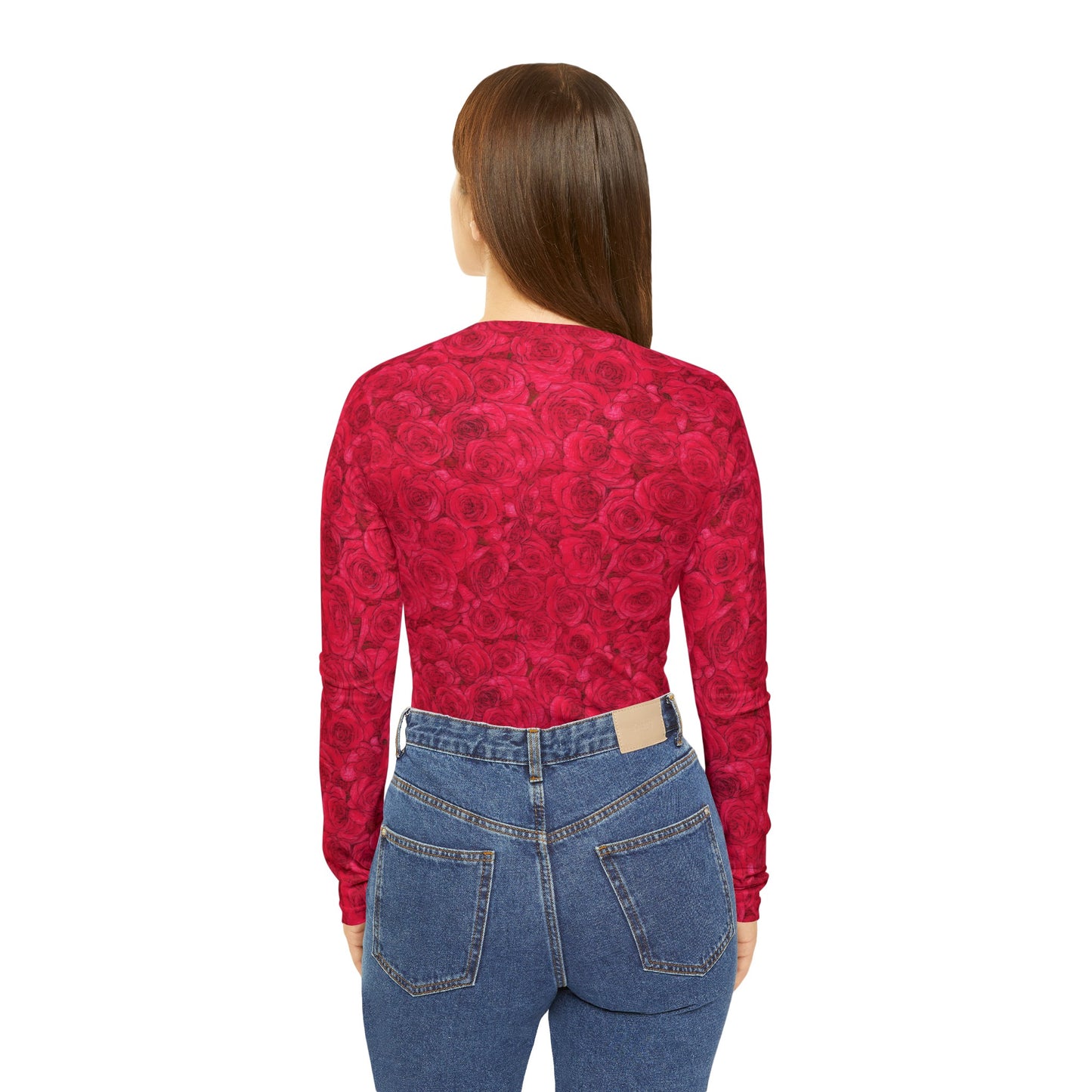 Rose Women's Long Sleeve V-neck Shirt (AOP)