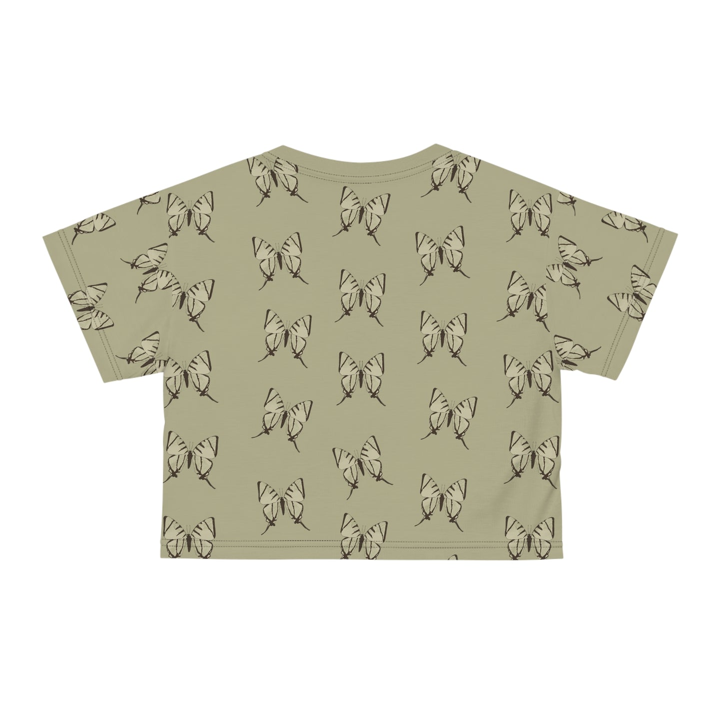 Butterfly Khaki Crop Tee
