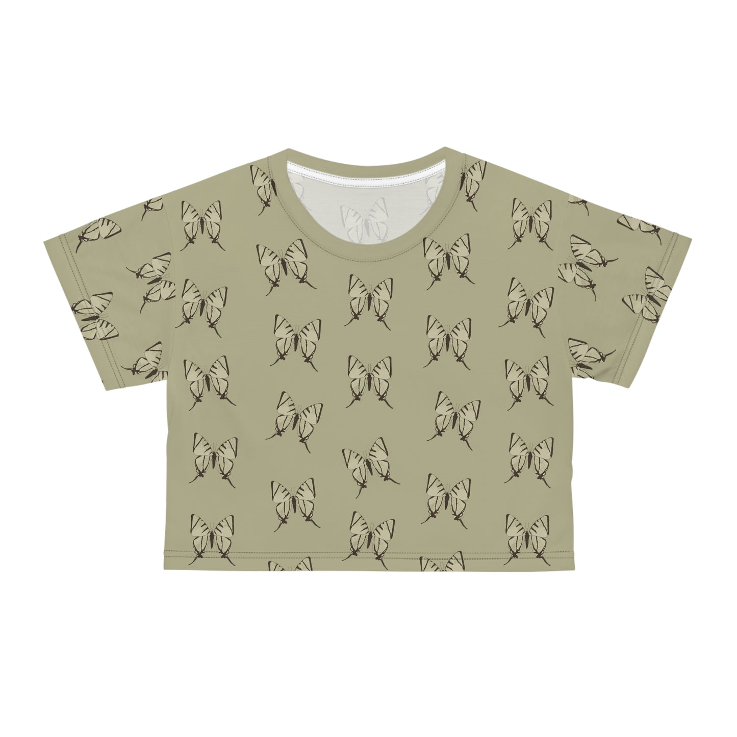 Butterfly Khaki Crop Tee